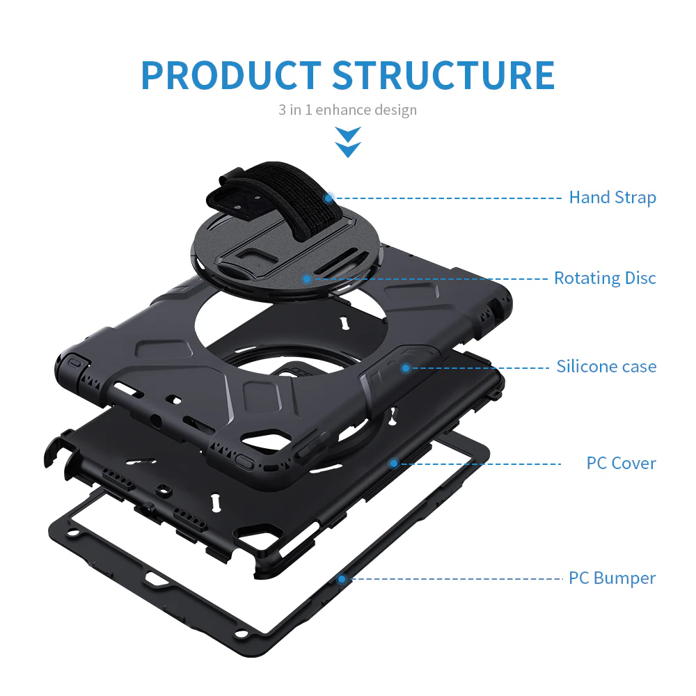 Tough On iPad 7 / 8 / 9th Gen 10.2" Case Rugged Protection Black - Image 17
