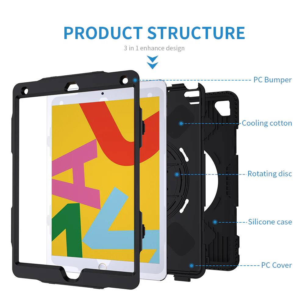 Tough On iPad 7 / 8 / 9th Gen 10.2" Case Rugged Protection Black - Image 18