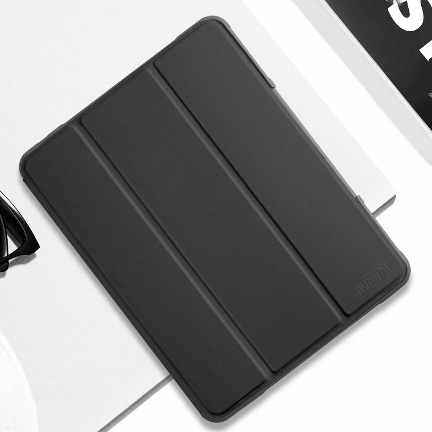 Tough On iPad 7 / 8 / 9th Gen 10.2" Case Smart Cover Black with Clear Back - Image 7