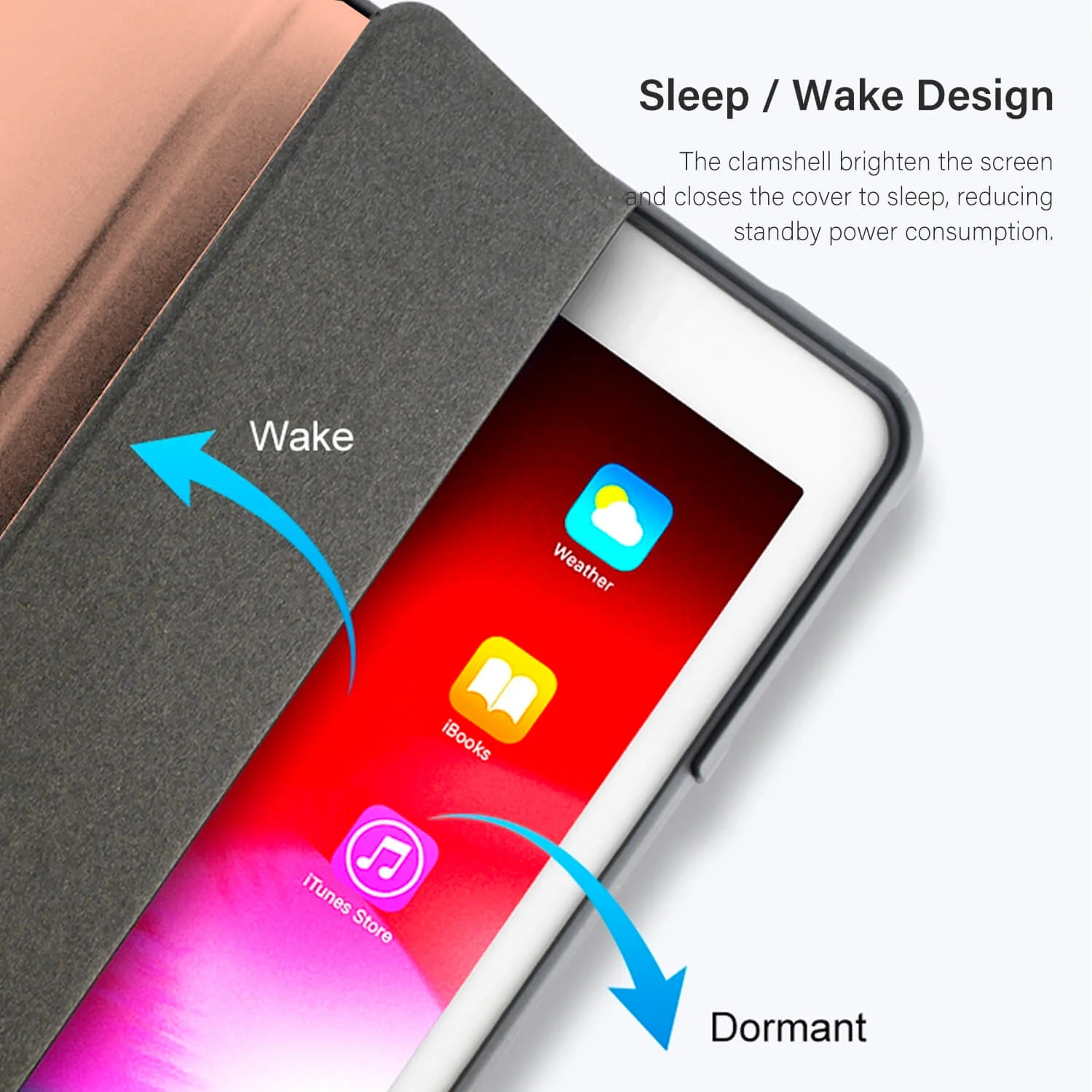 Tough On iPad 7 / 8 / 9th Gen 10.2" Case Smart Cover Rose Gold with Clear Back - Image 5