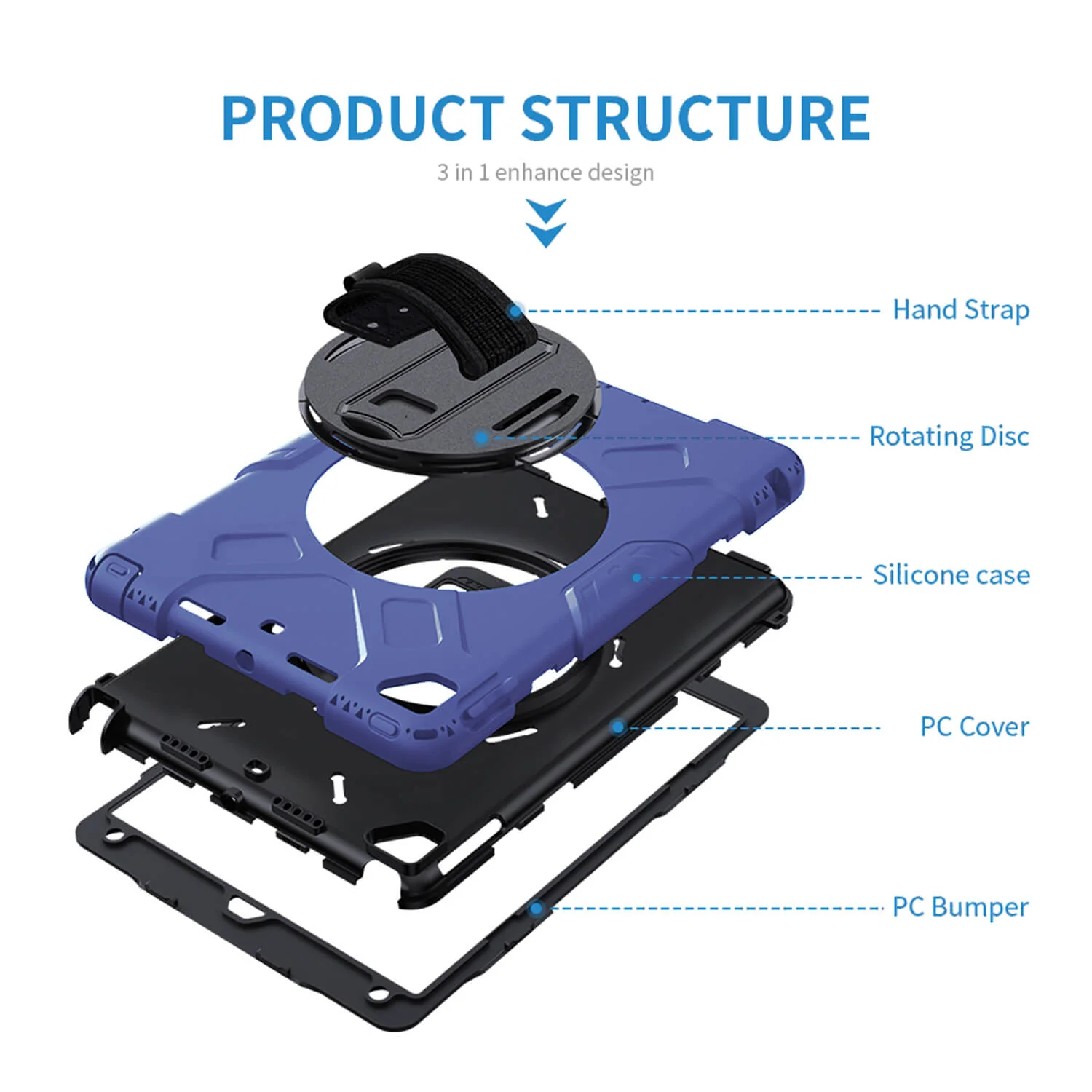 Tough On iPad 7 / 8 / 9th Gen 10.2" Case Rugged Protection Blue - Image 6