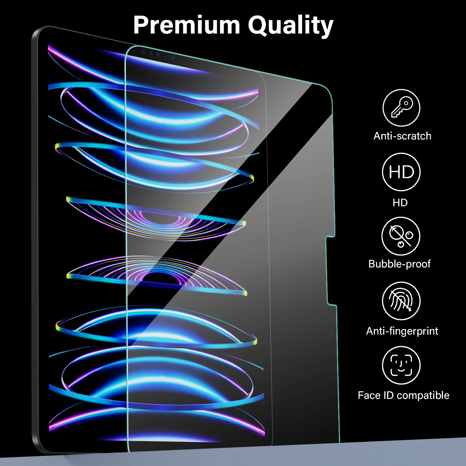 Tough On iPad Air 13" 2024 / 2025 / 2026 Screen Protector Full Cover Tempered Glass - Image 3