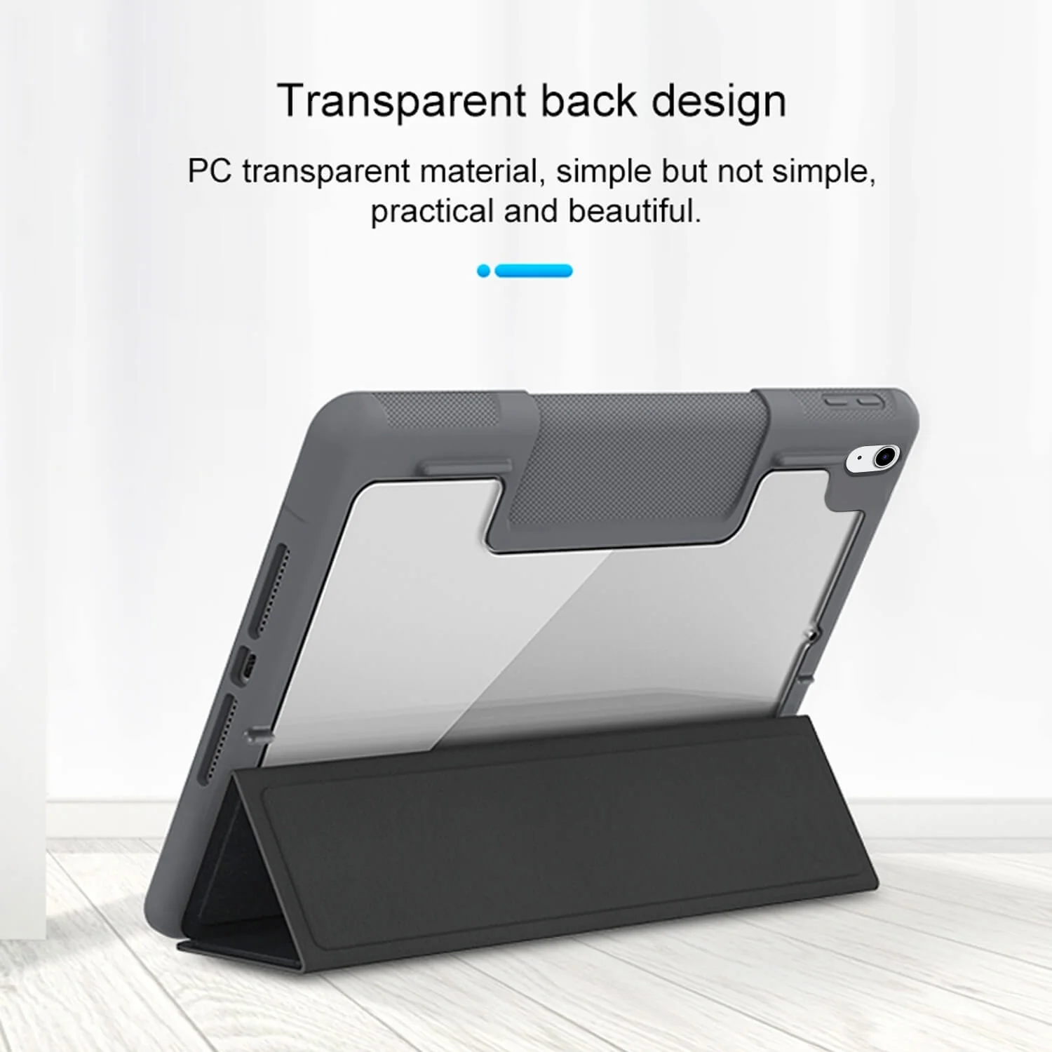 Tough On iPad Air 5 / Air 4 10.9" Case Smart Cover Clear Back Black - Image 2