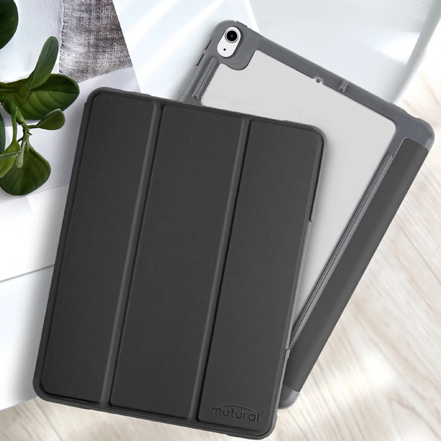 Tough On iPad Air 5 / Air 4 10.9" Case Smart Cover Clear Back Black - Image 6