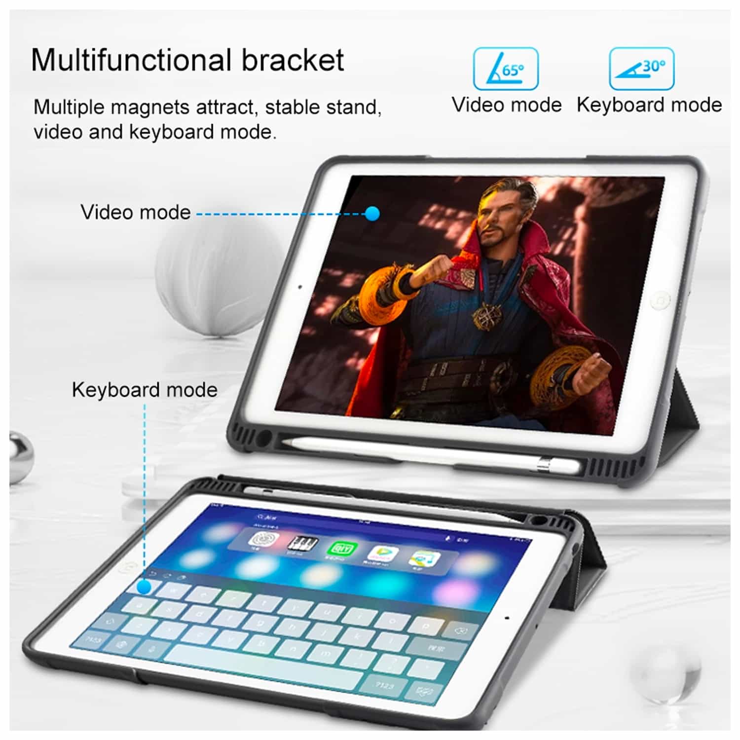 Tough On iPad Air 5 / Air 4 10.9" Case Smart Cover Clear Back Black - Image 9