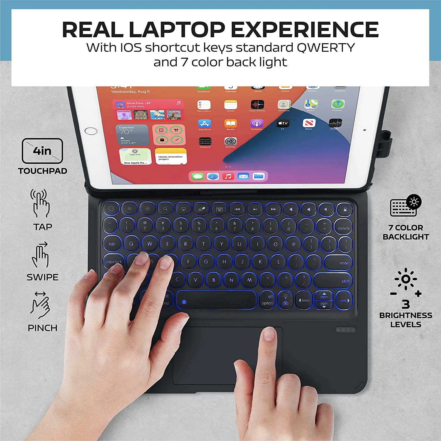 iPad Air / Air 2 9.7" Case Bluetooth Keyboard Cover Rotation Case Black - Image 3