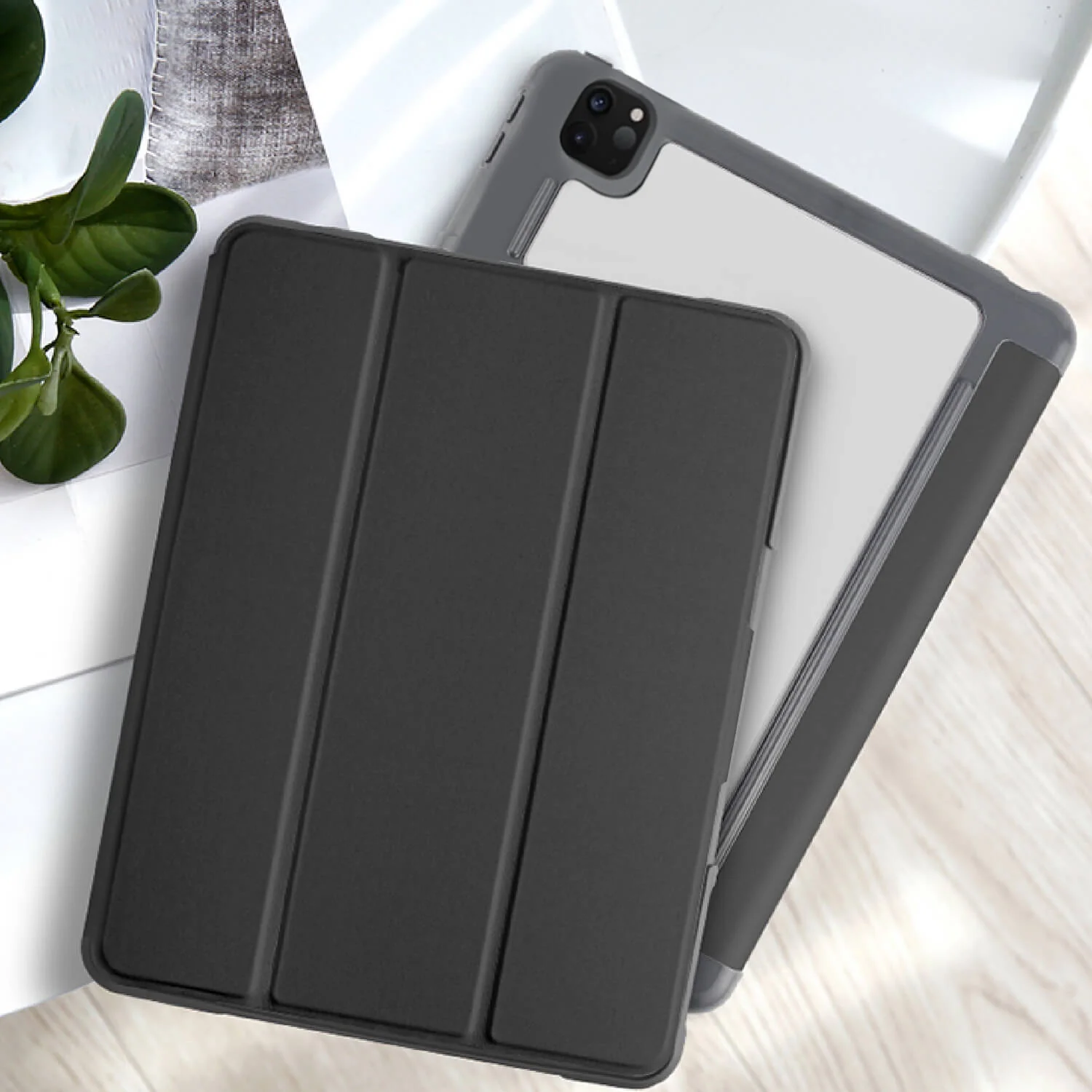 Tough On iPad Pro 2022 / 2021 / 2020 12.9" Case Smart Cover Clear Black - Image 8