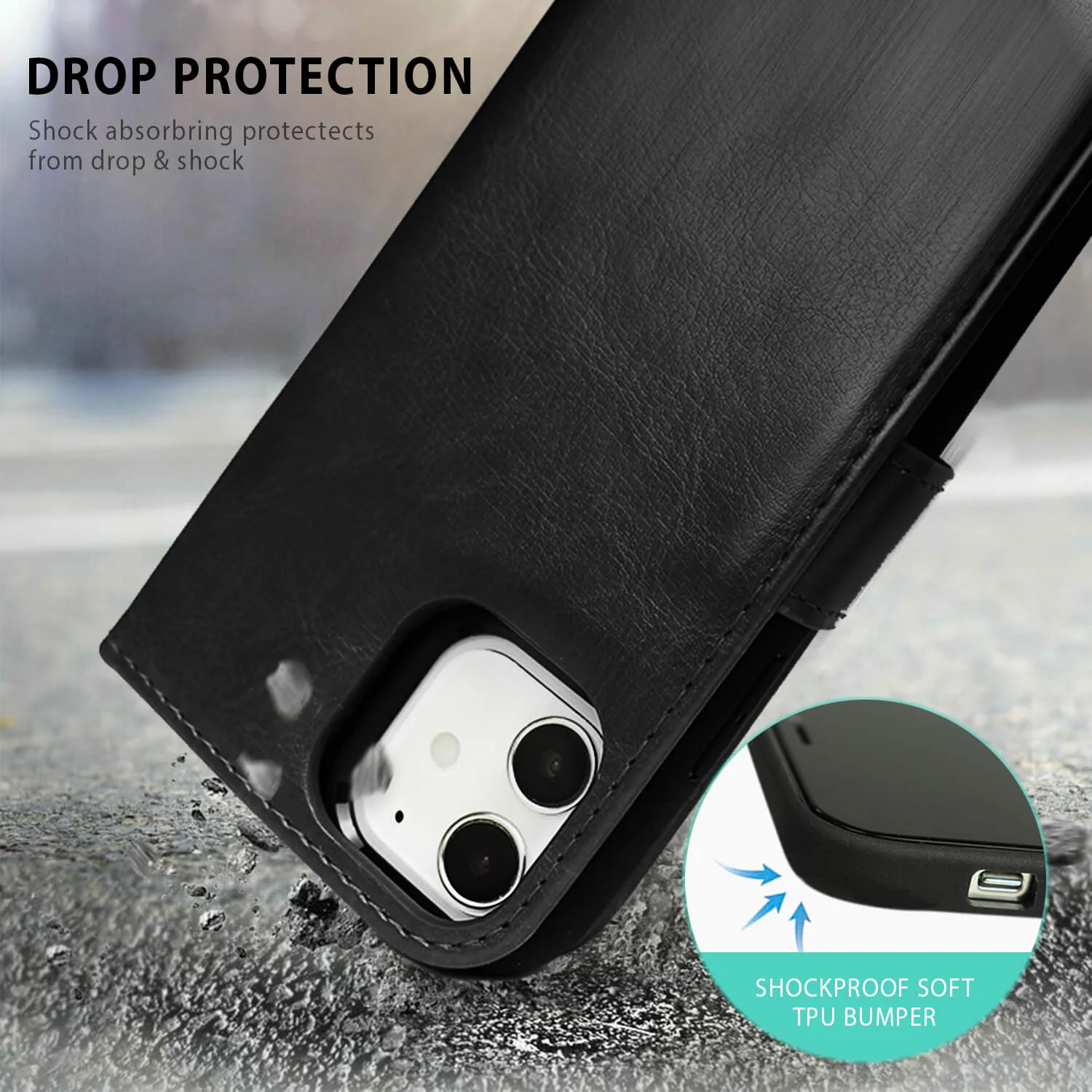 Tough On iPhone 11 Case Magnetic Fine Detachable Leather Black - Image 3