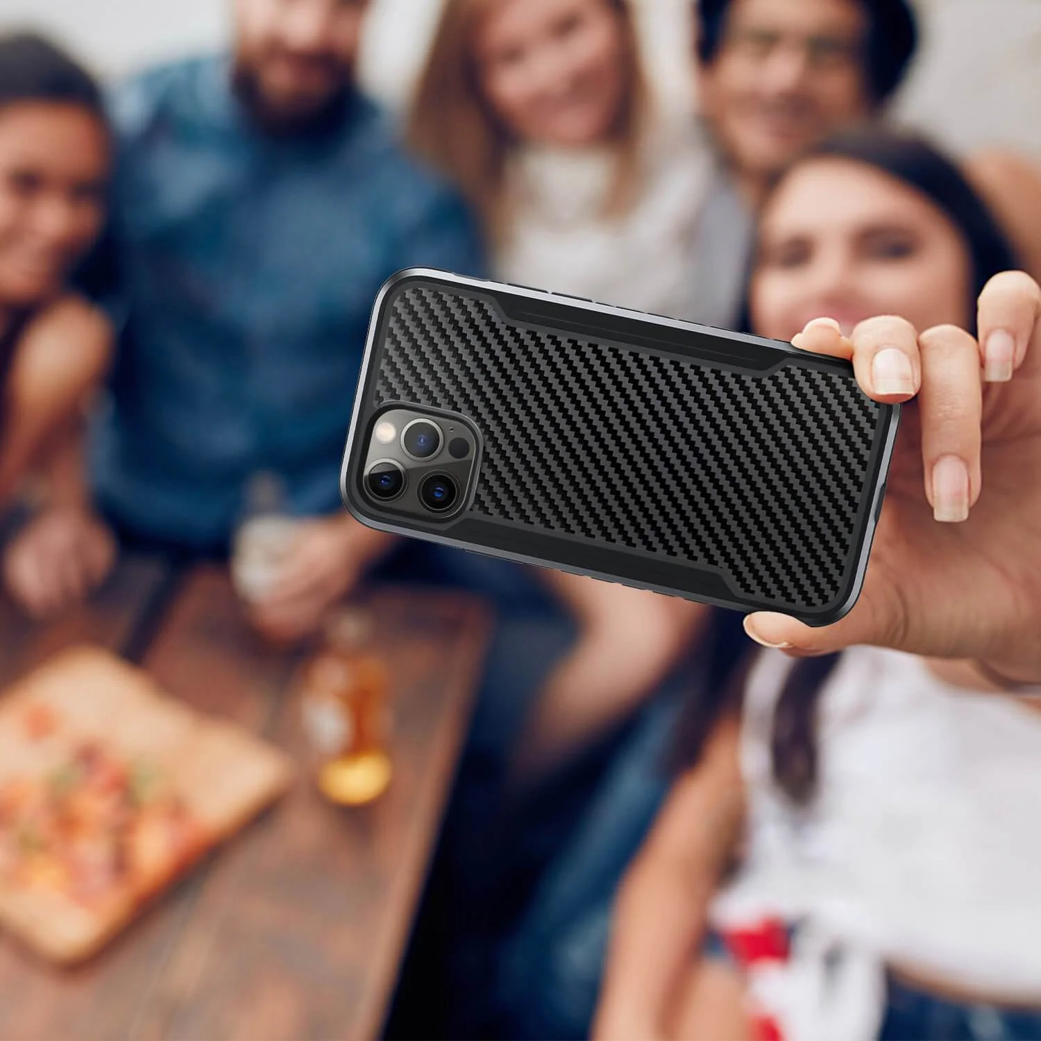 Tough On iPhone 11 Pro Max Case Iron Shield Carbon Fiber Black - Image 7
