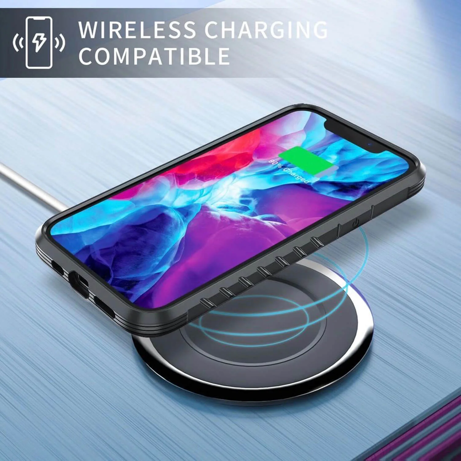 Tough On iPhone 12 / 12 Pro Case Iron Shield Carbon Fiber Black - Image 3