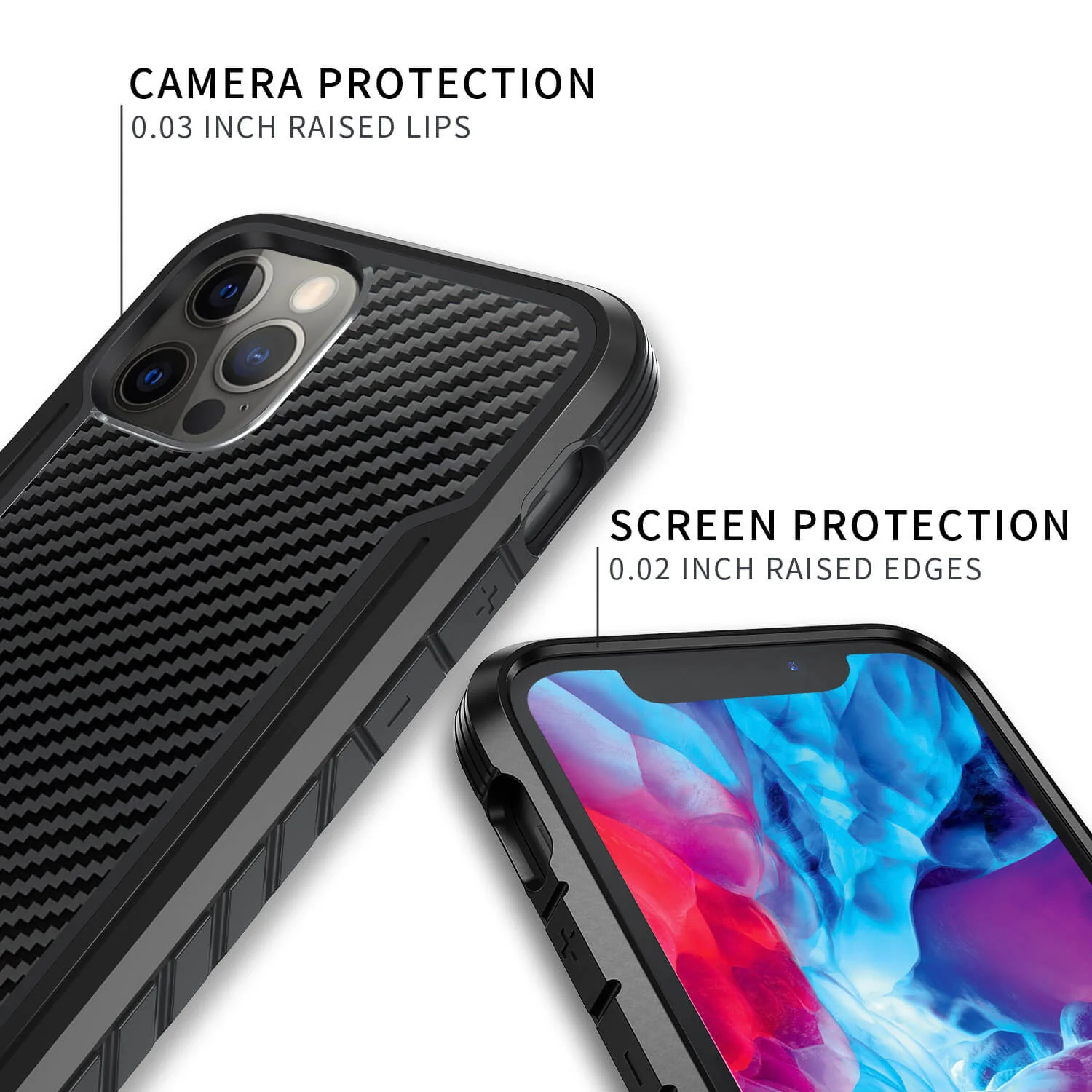 Tough On iPhone 12 / 12 Pro Case Iron Shield Carbon Fiber Black - Image 4