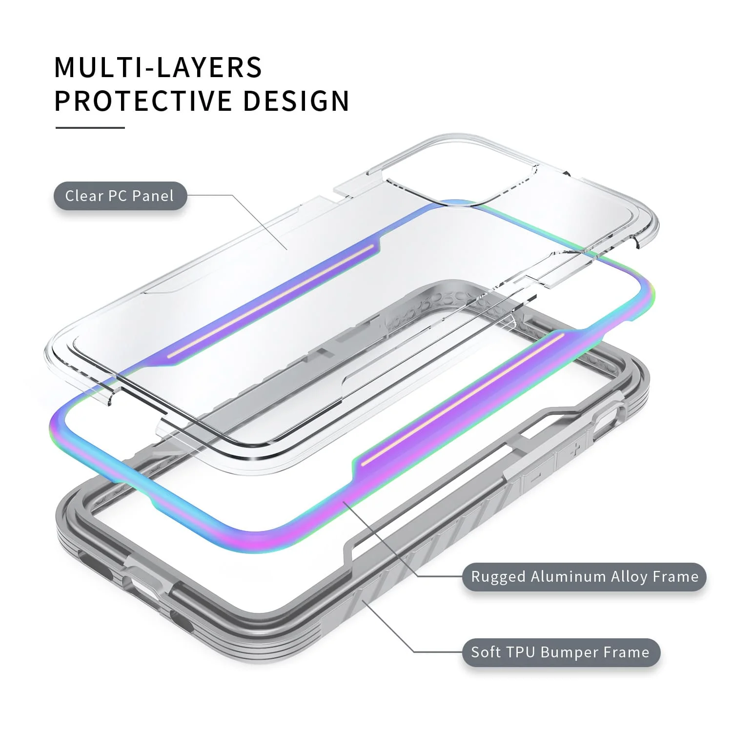 Tough On iPhone 12 / 12 Pro Case Iron Shield Iridescent - Image 3
