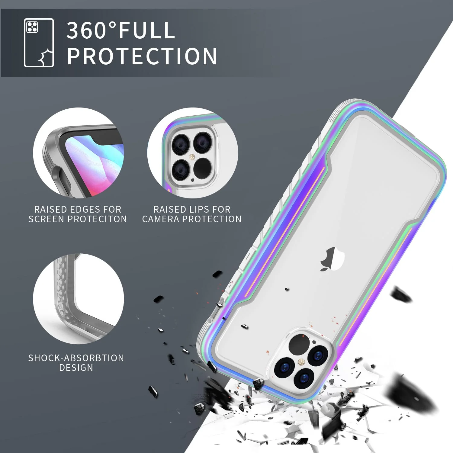 Tough On iPhone 12 / 12 Pro Case Iron Shield Iridescent - Image 4