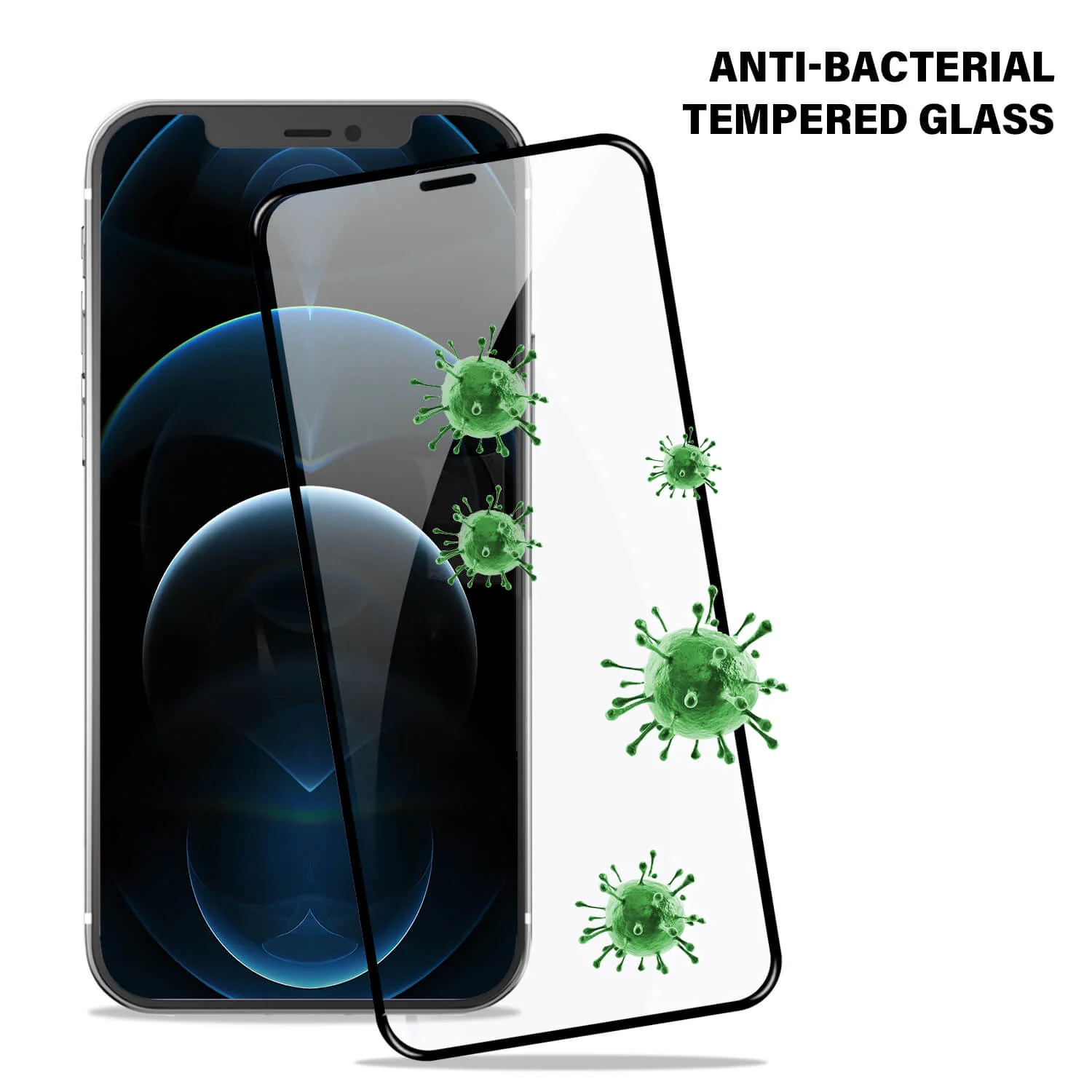 Tough On iPhone 12 mini Tempered Glass Screen Protector Anti-Microbial - Image 2