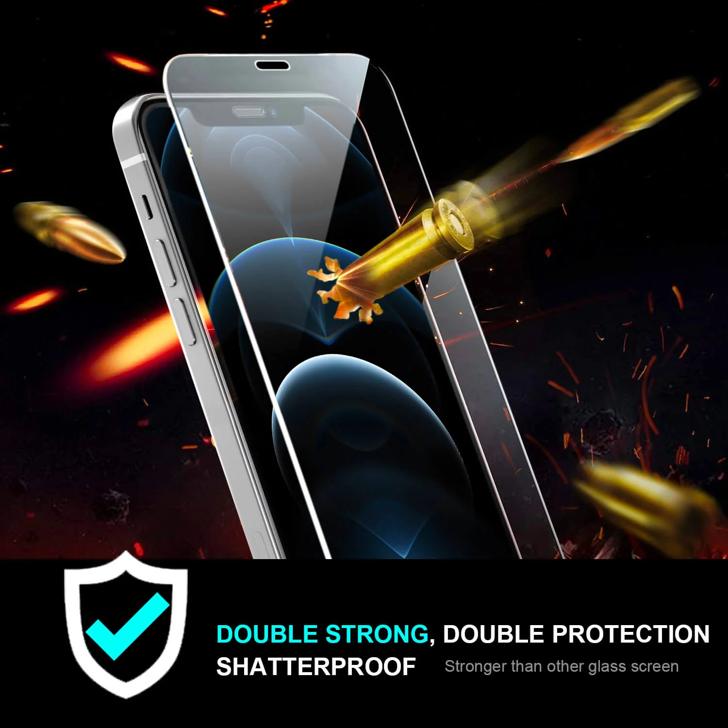 Tough On iPhone 12 mini Tempered Glass Screen Protector Double Strong Clear - Image 3