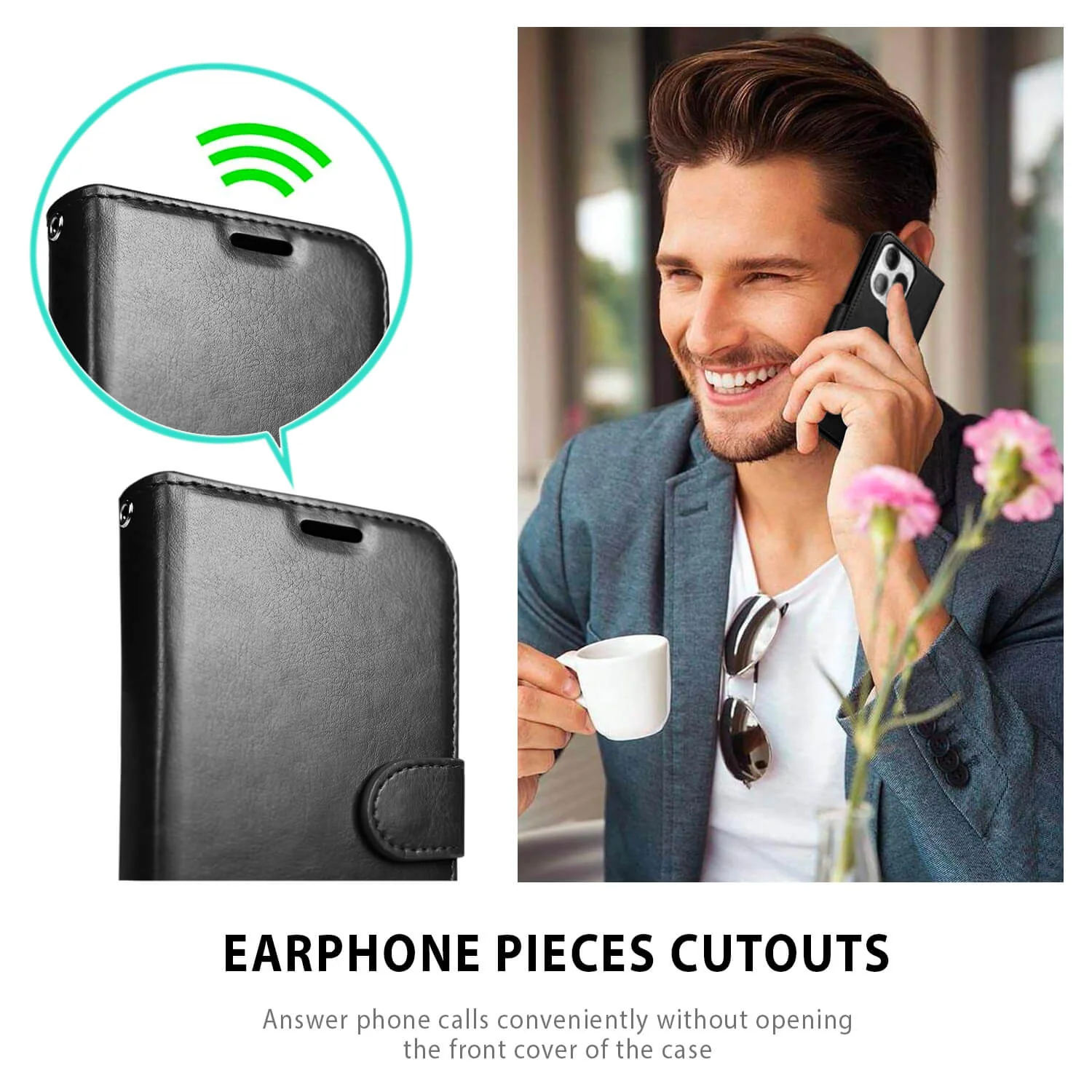 Tough On iPhone 13 Pro Case Magnetic Detachable Leather Black - Image 8