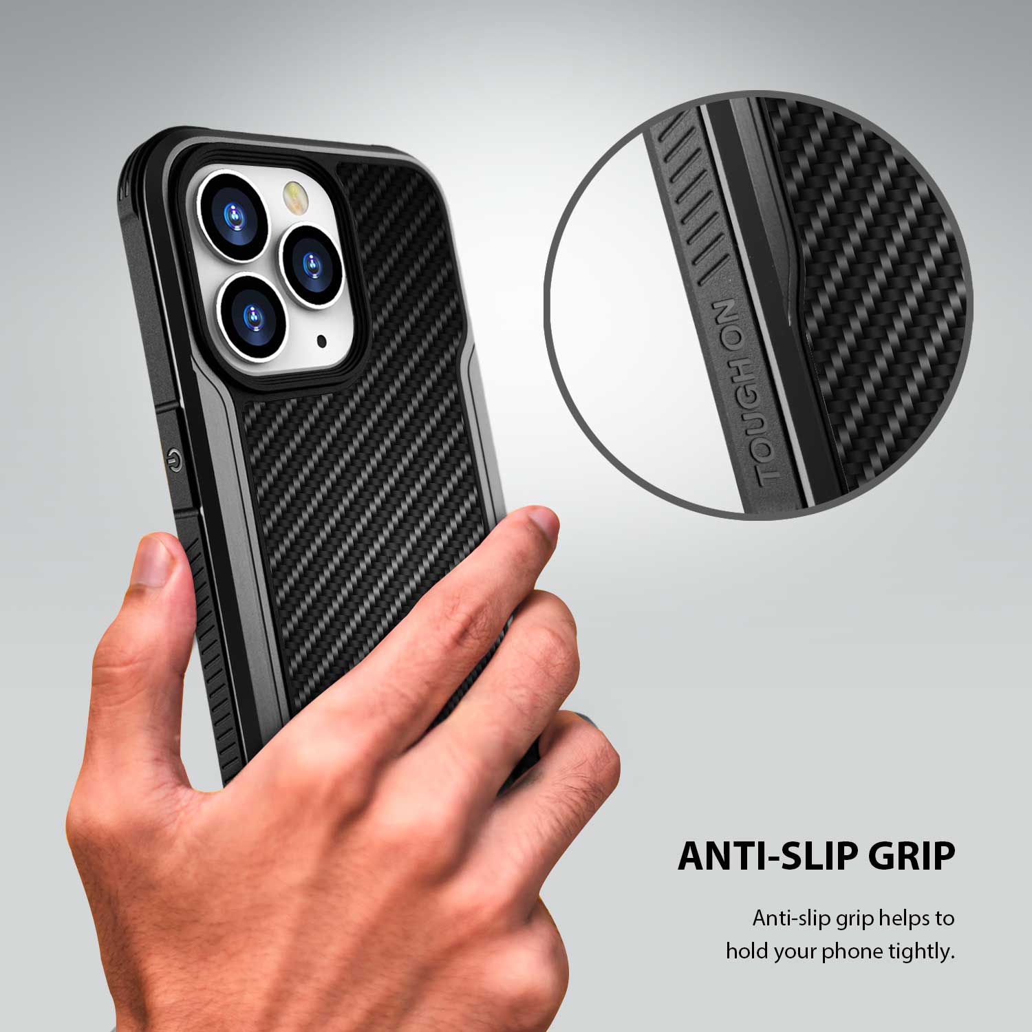 Tough On iPhone 14 Pro Max Case Iron Shield Carbon Fiber w/ Magsafe Black - Image 6