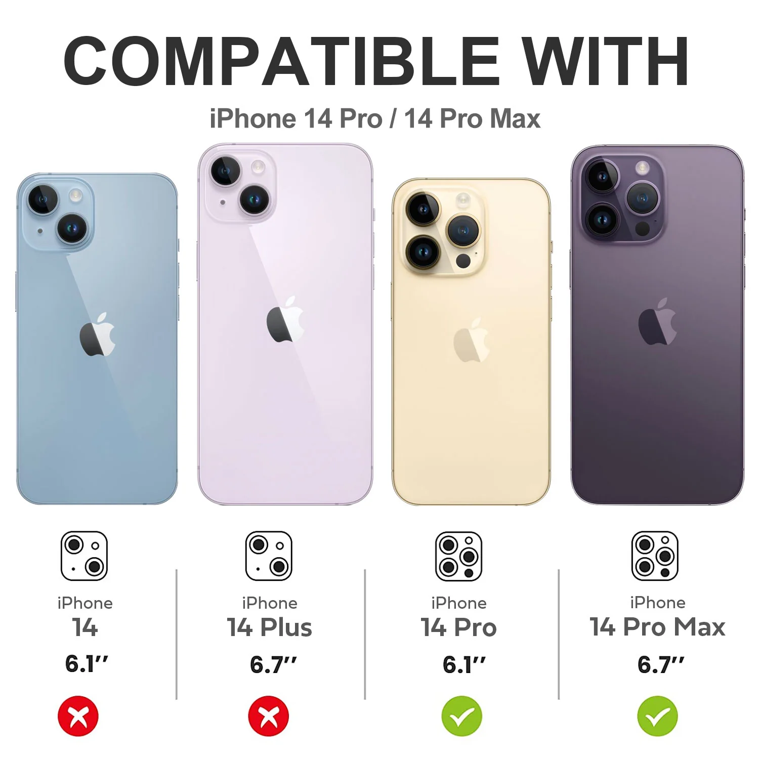 Tough On iPhone 14 Pro / Pro Max Rear Camera Lens Diamond Silver - Image 3