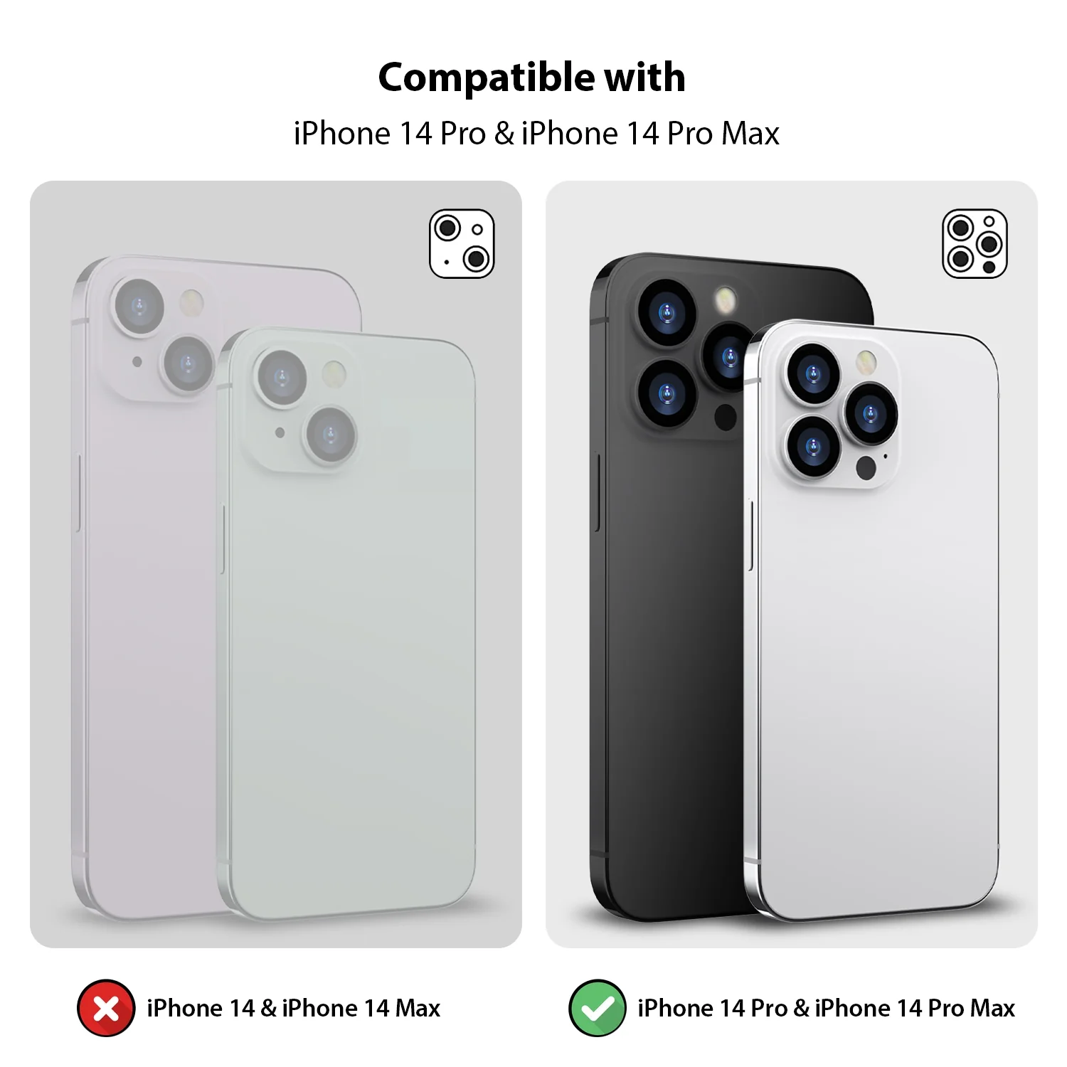 Tough On iPhone 14 Pro / Pro Max Rear Camera Protector Tempered Glass Black - Image 10
