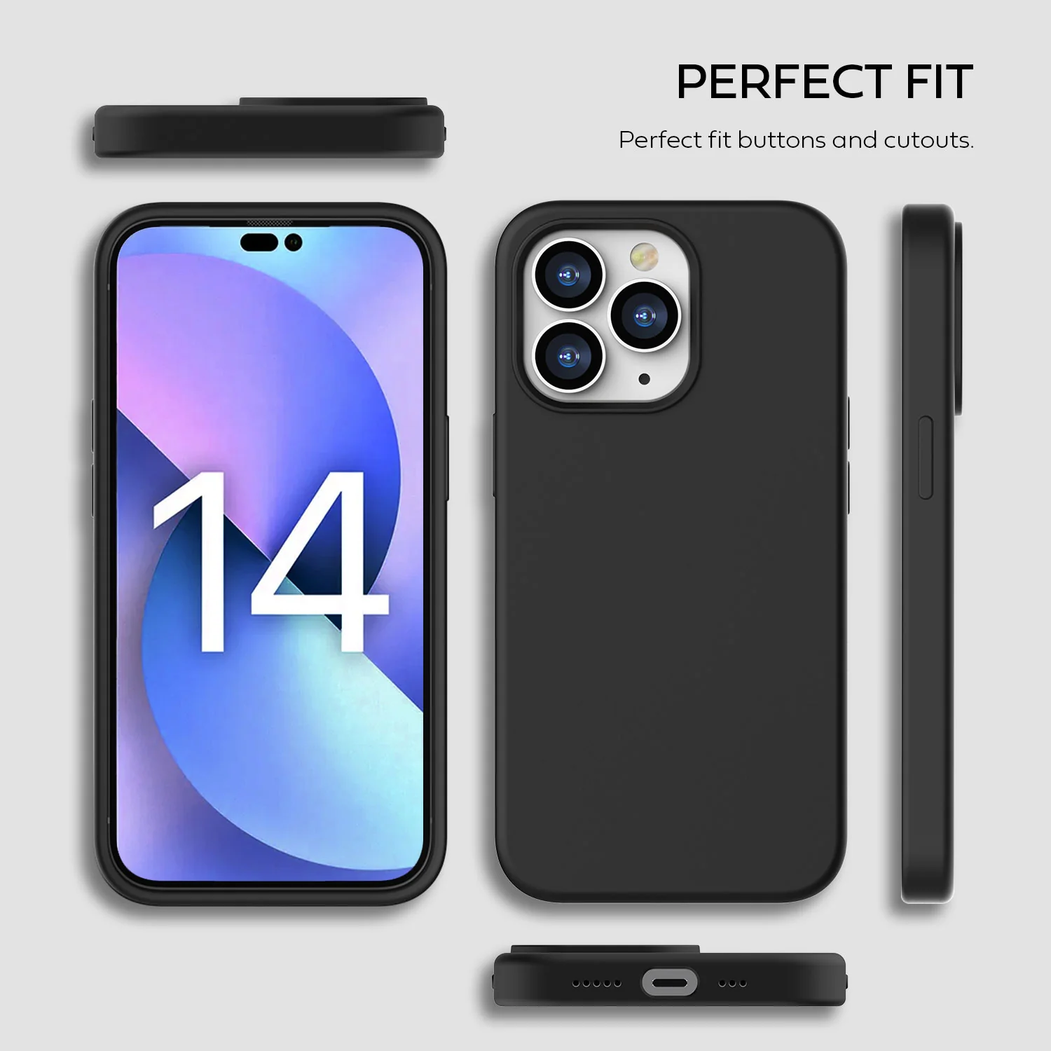 Tough On iPhone 14 Pro Strong Liquid Silicone Case Black - Image 3