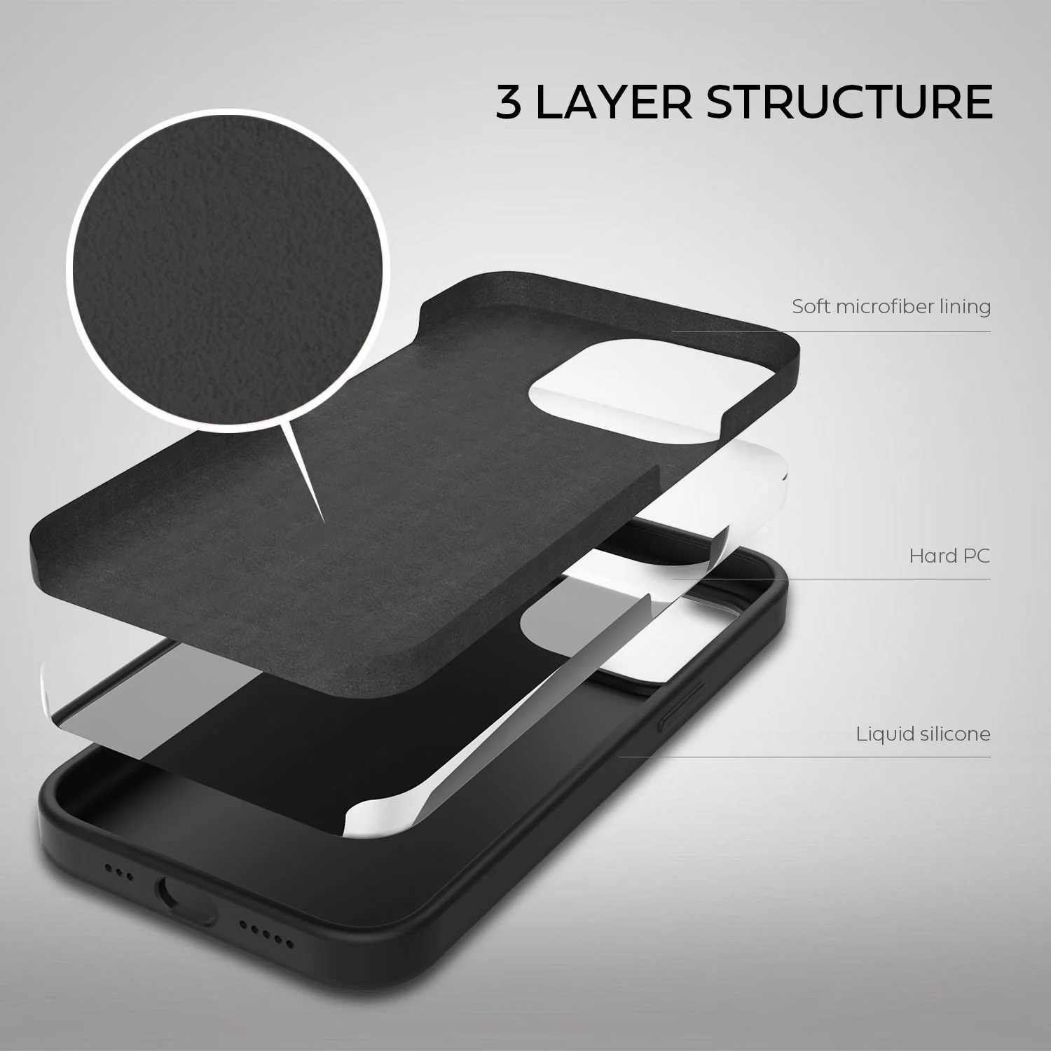 Tough On iPhone 14 Pro Strong Liquid Silicone Case Black - Image 4
