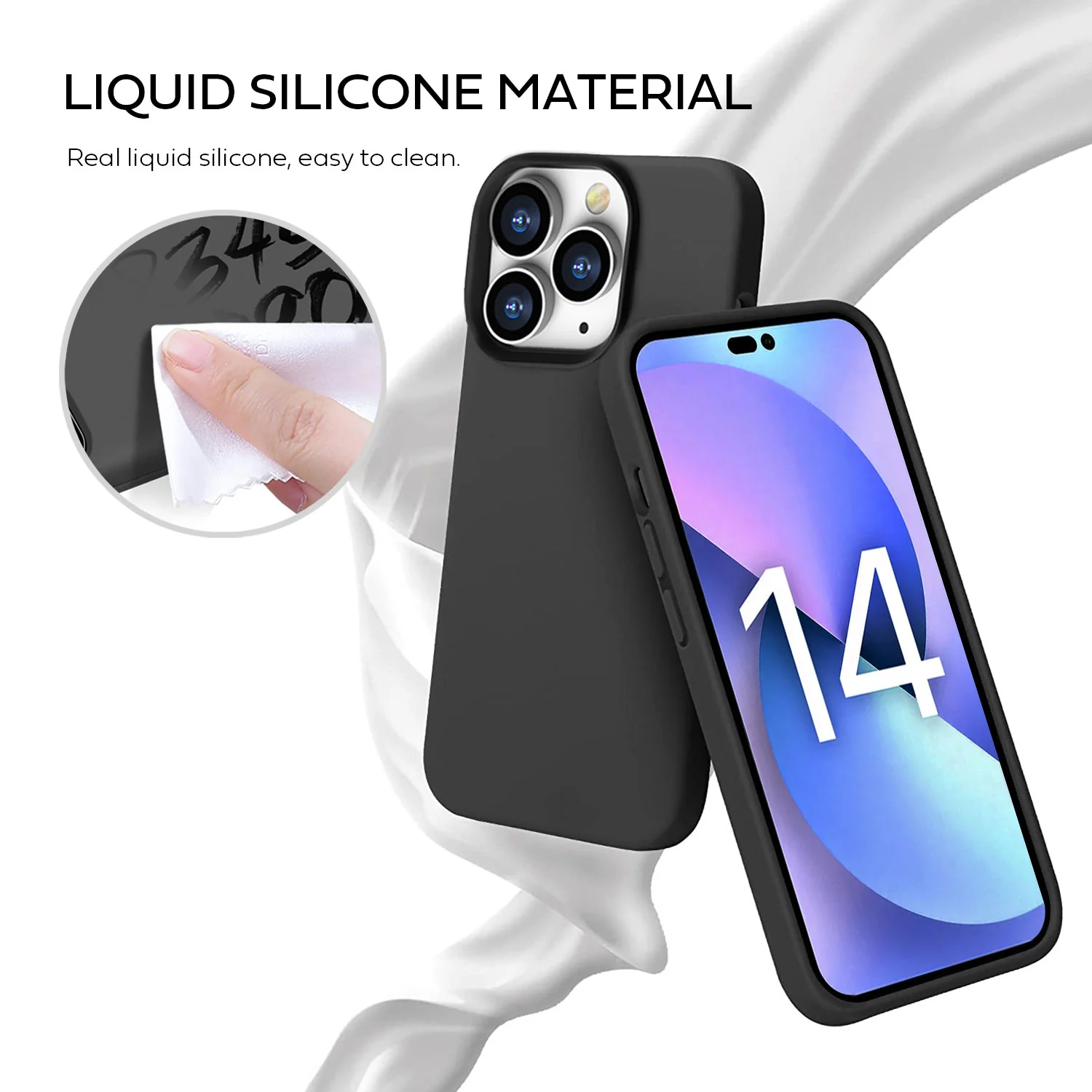Tough On iPhone 14 Pro Strong Liquid Silicone Case Black - Image 6