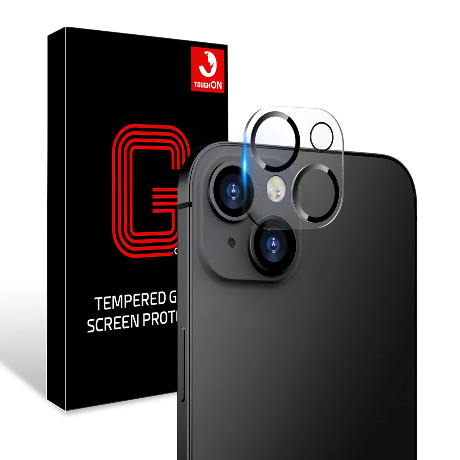 Tough On iPhone 14 Rear Camera Protector Tempered Glass Black