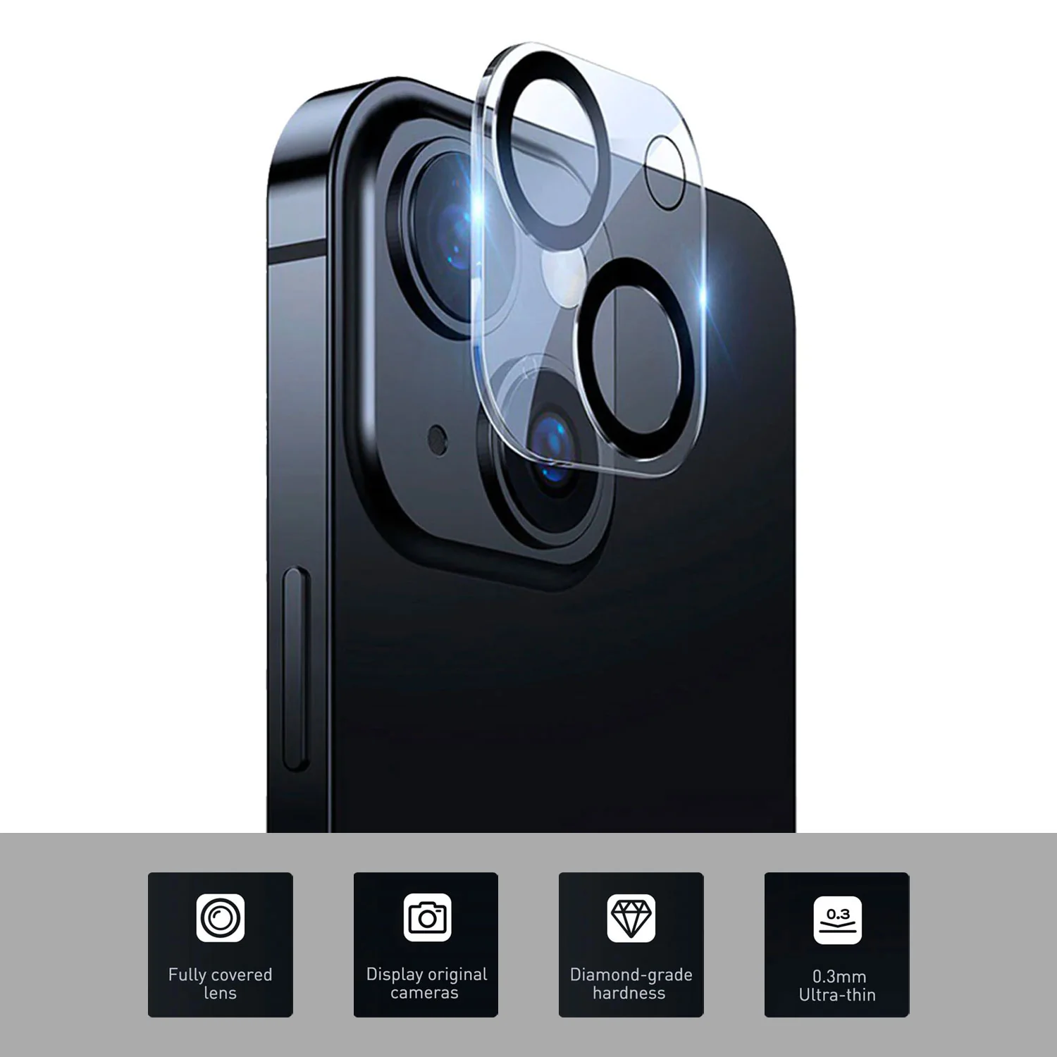 Tough On iPhone 14 Rear Camera Protector Tempered Glass Black - Image 2