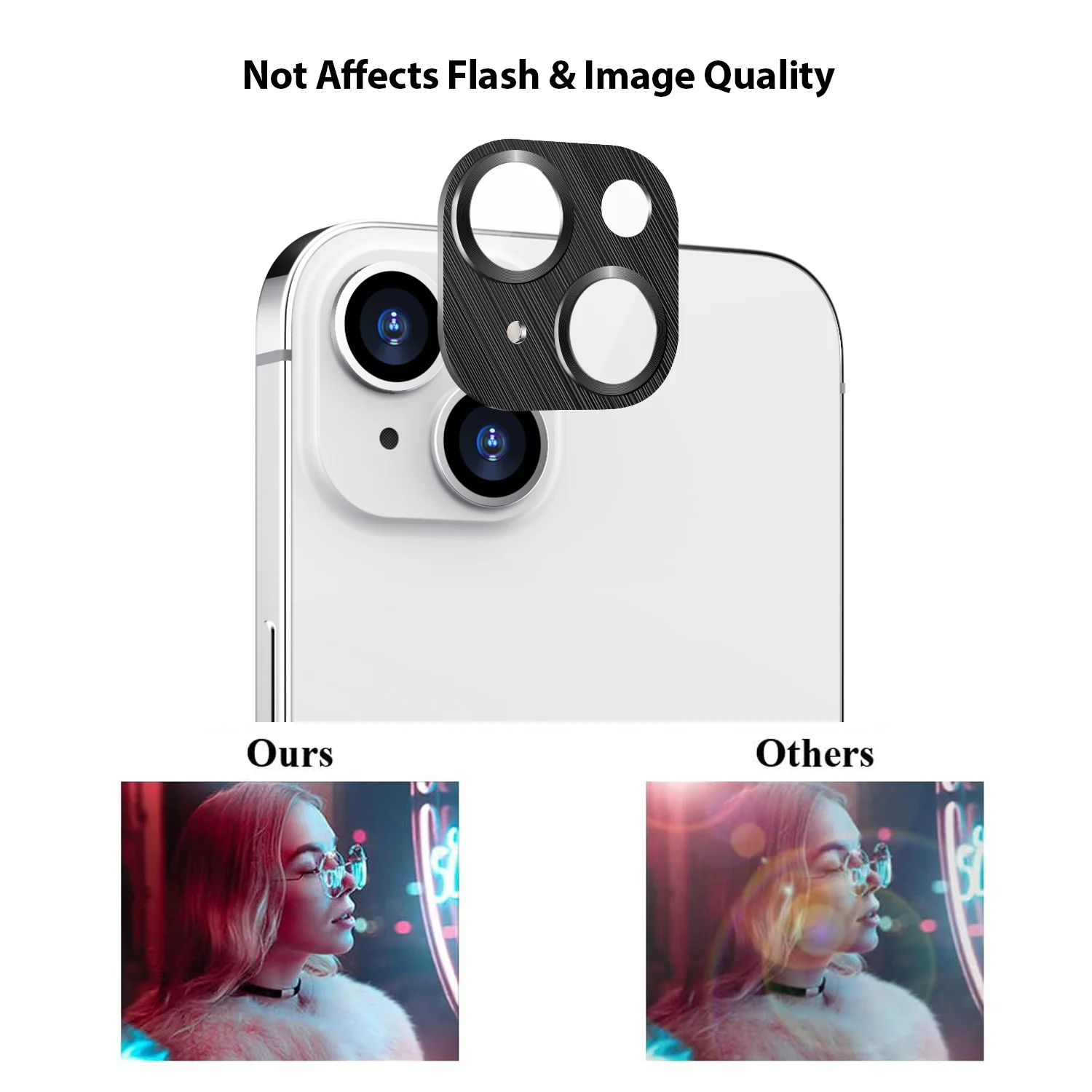 Tough On iPhone 15 Camera Protector Metal Tempered Glass Black - Image 6
