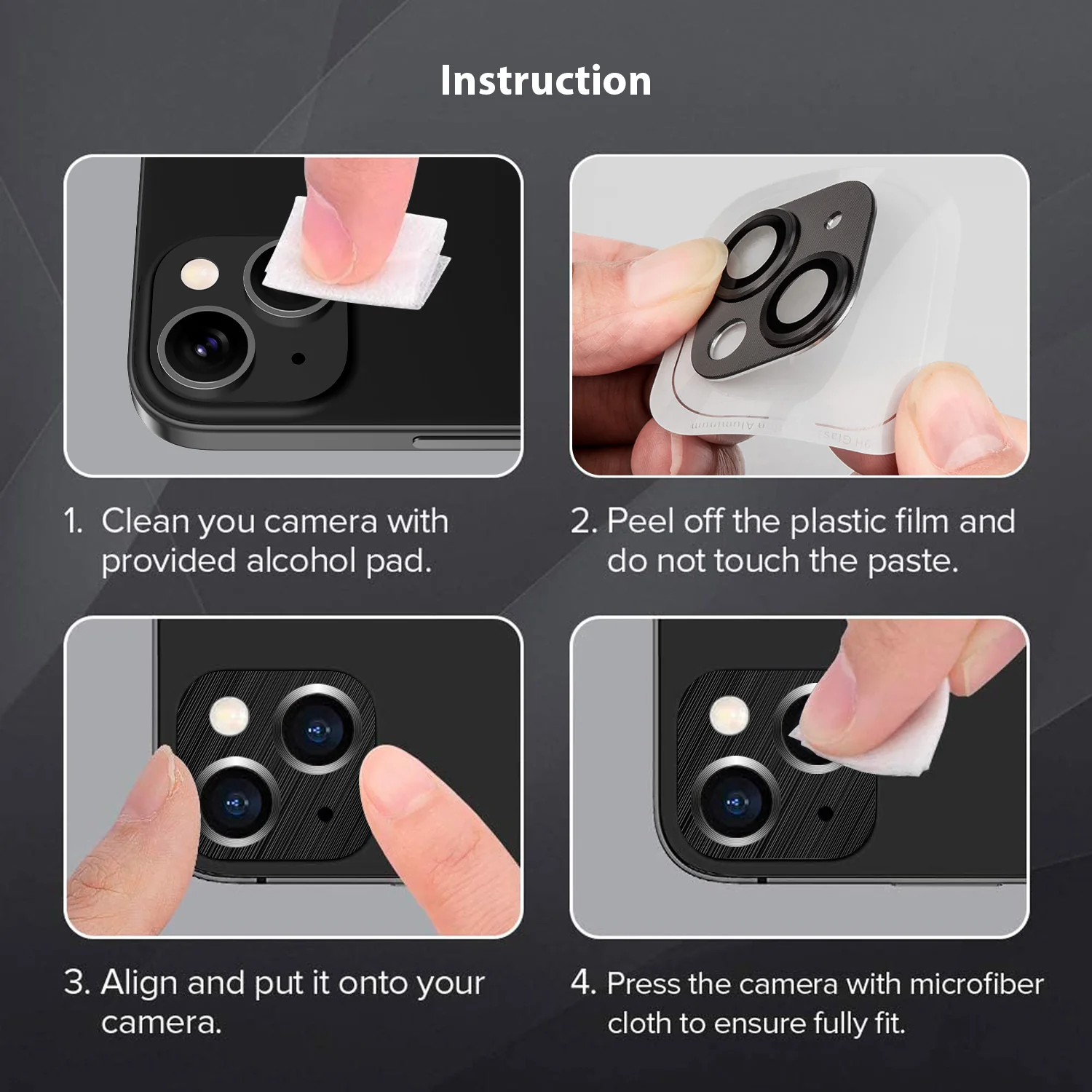 Tough On iPhone 15 Camera Protector Metal Tempered Glass Black - Image 8