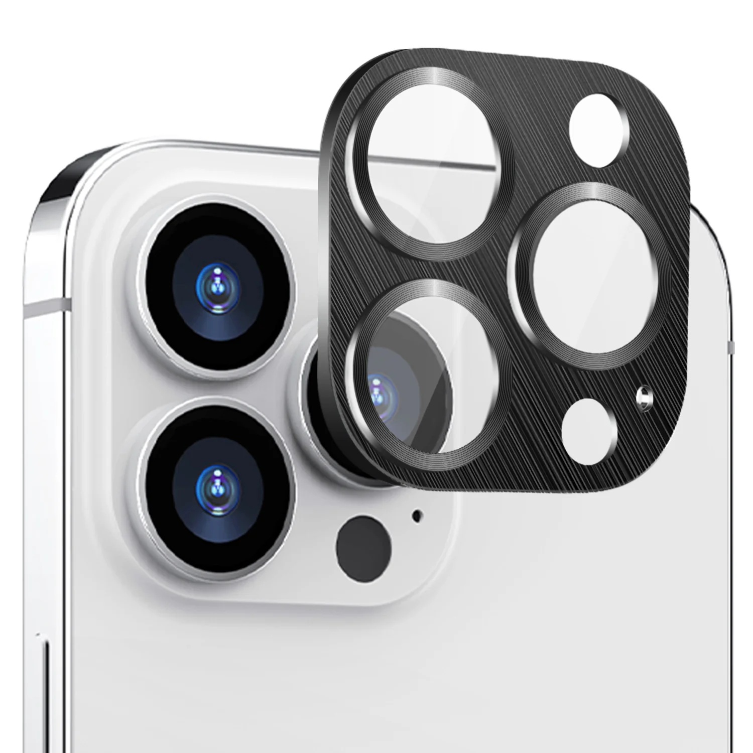 Tough On iPhone 15 Pro Camera Protector Metal Tempered Glass Black