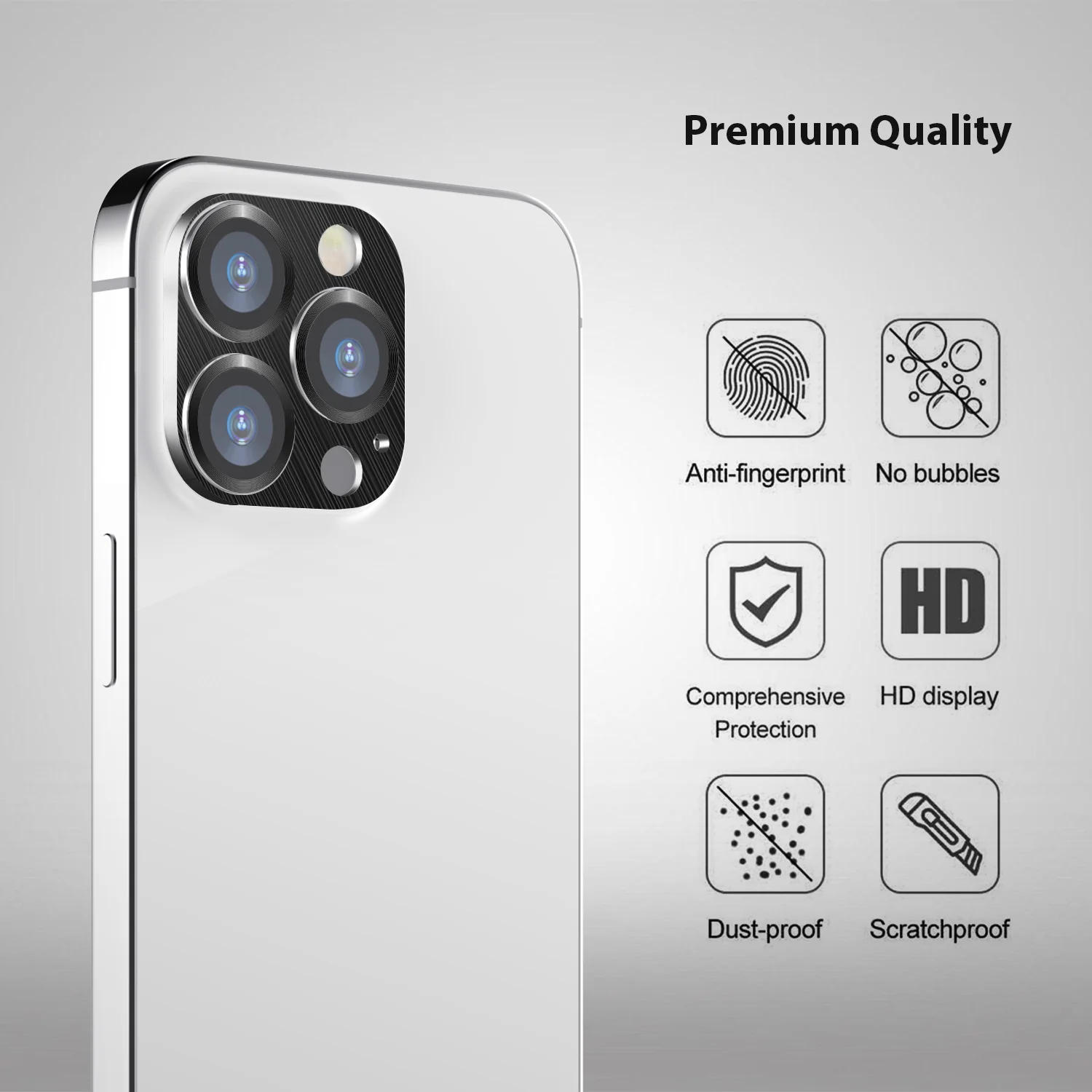 Tough On iPhone 15 Pro Camera Protector Metal Tempered Glass Black - Image 2