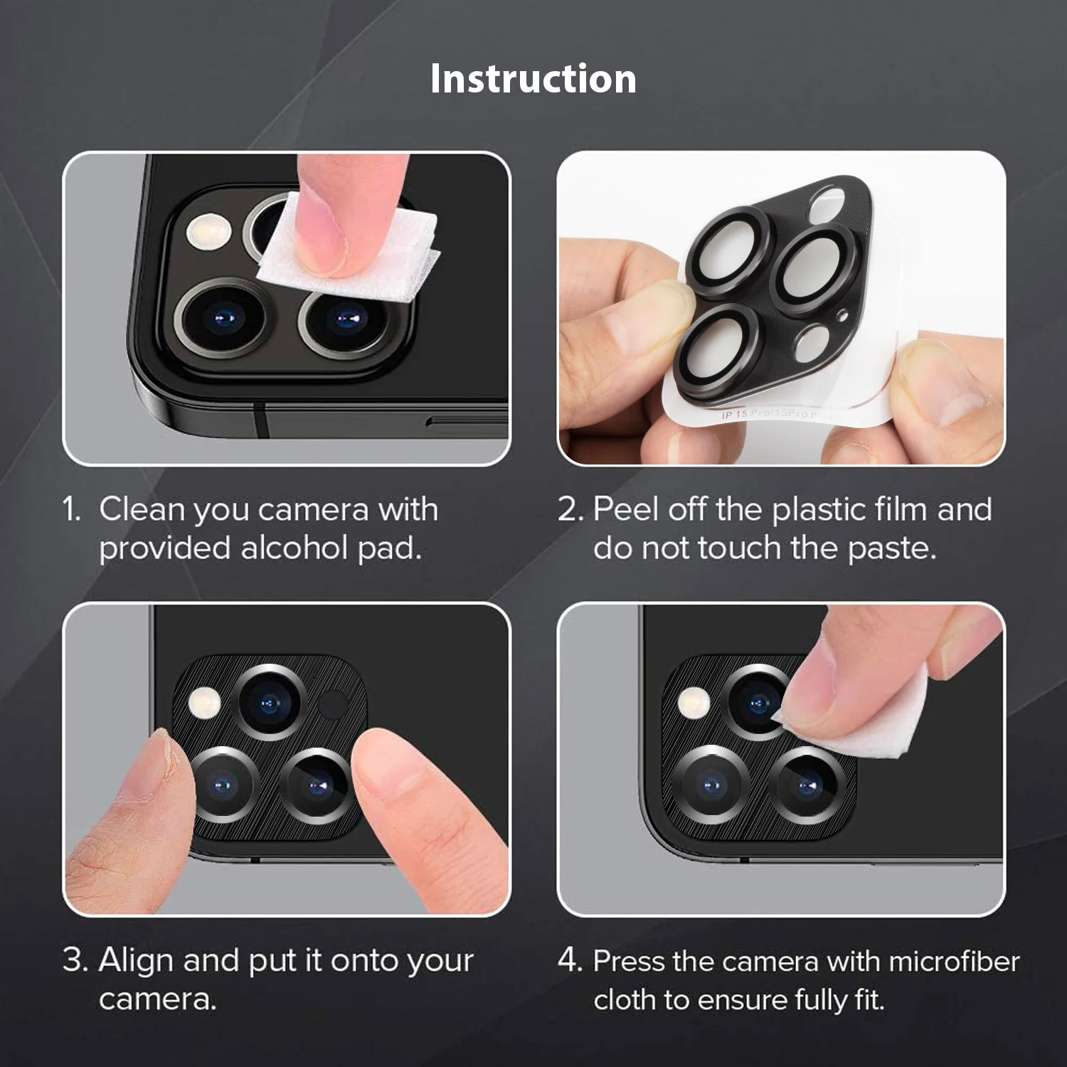Tough On iPhone 15 Pro Camera Protector Metal Tempered Glass Black - Image 8
