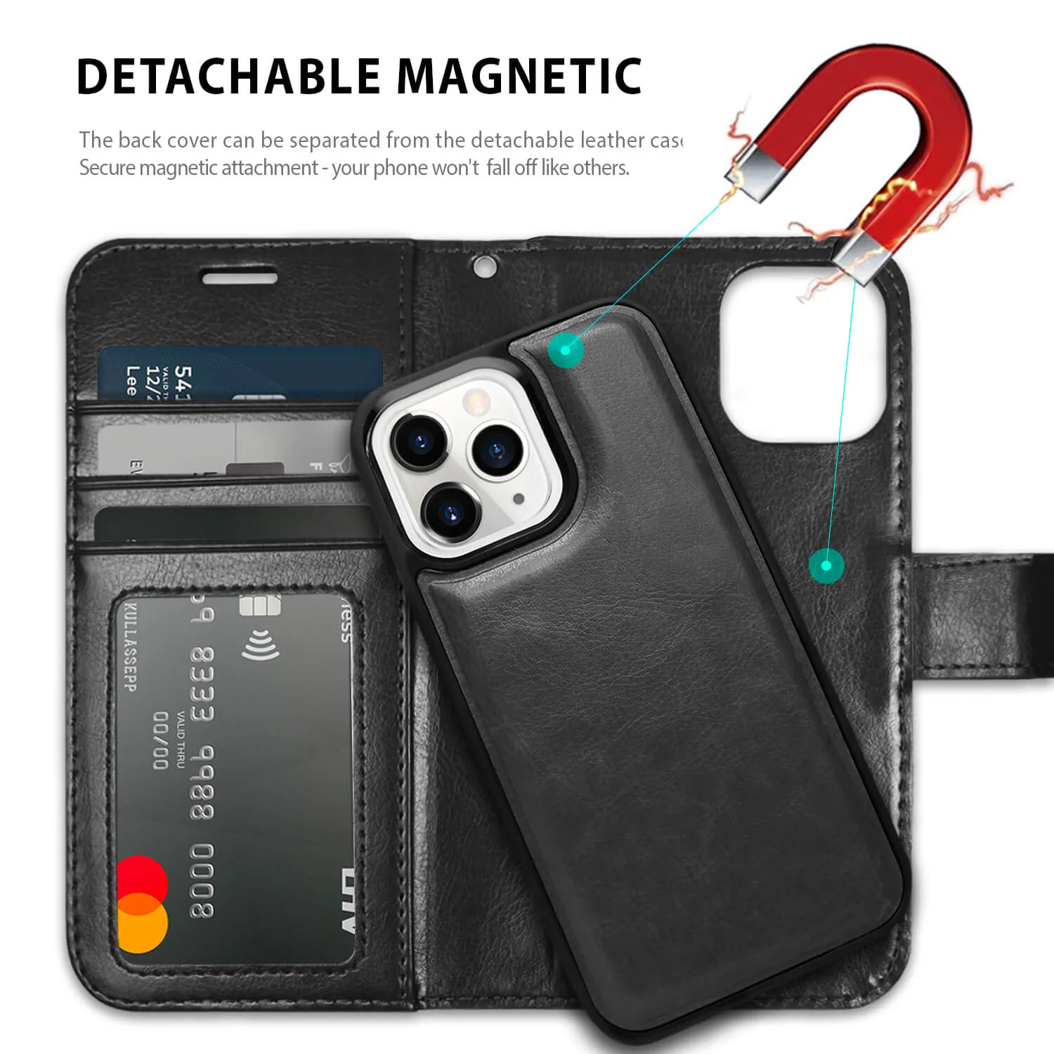 Tough On iPhone 15 Pro Case Magnetic Detachable Leather - Image 4