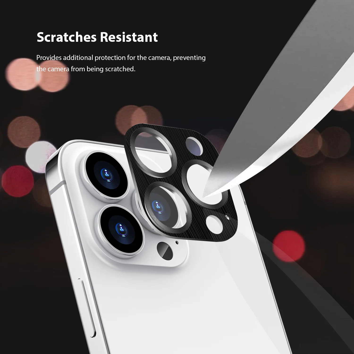 Tough On iPhone 15 Pro Max Camera Protector Metal Tempered Glass Black - Image 4