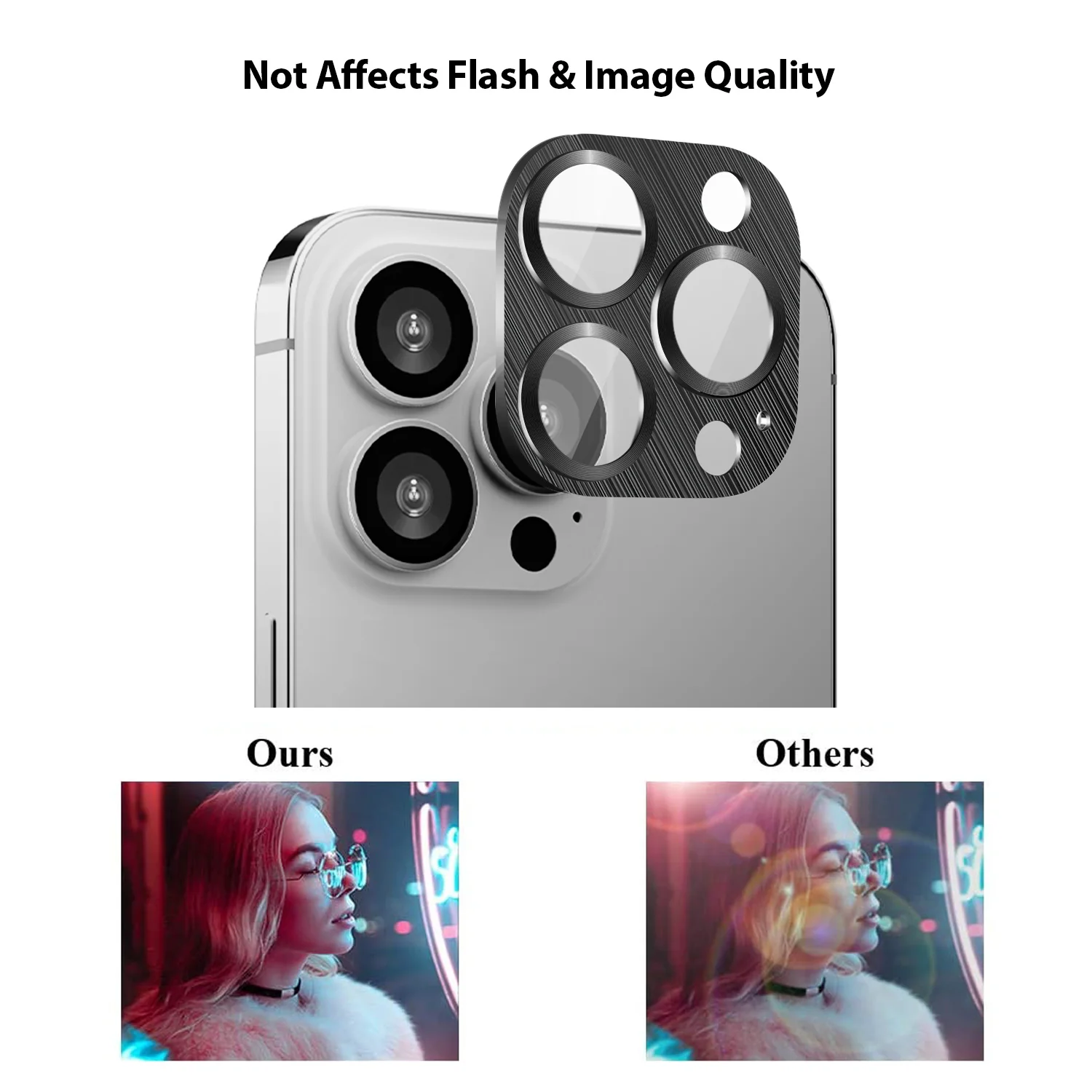 Tough On iPhone 15 Pro Max Camera Protector Metal Tempered Glass Black - Image 6