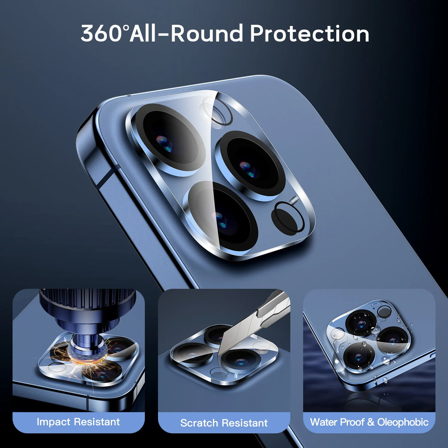 Tough On iPhone 15 Pro Max Rear Camera Protector Tempered Glass Black - Image 2