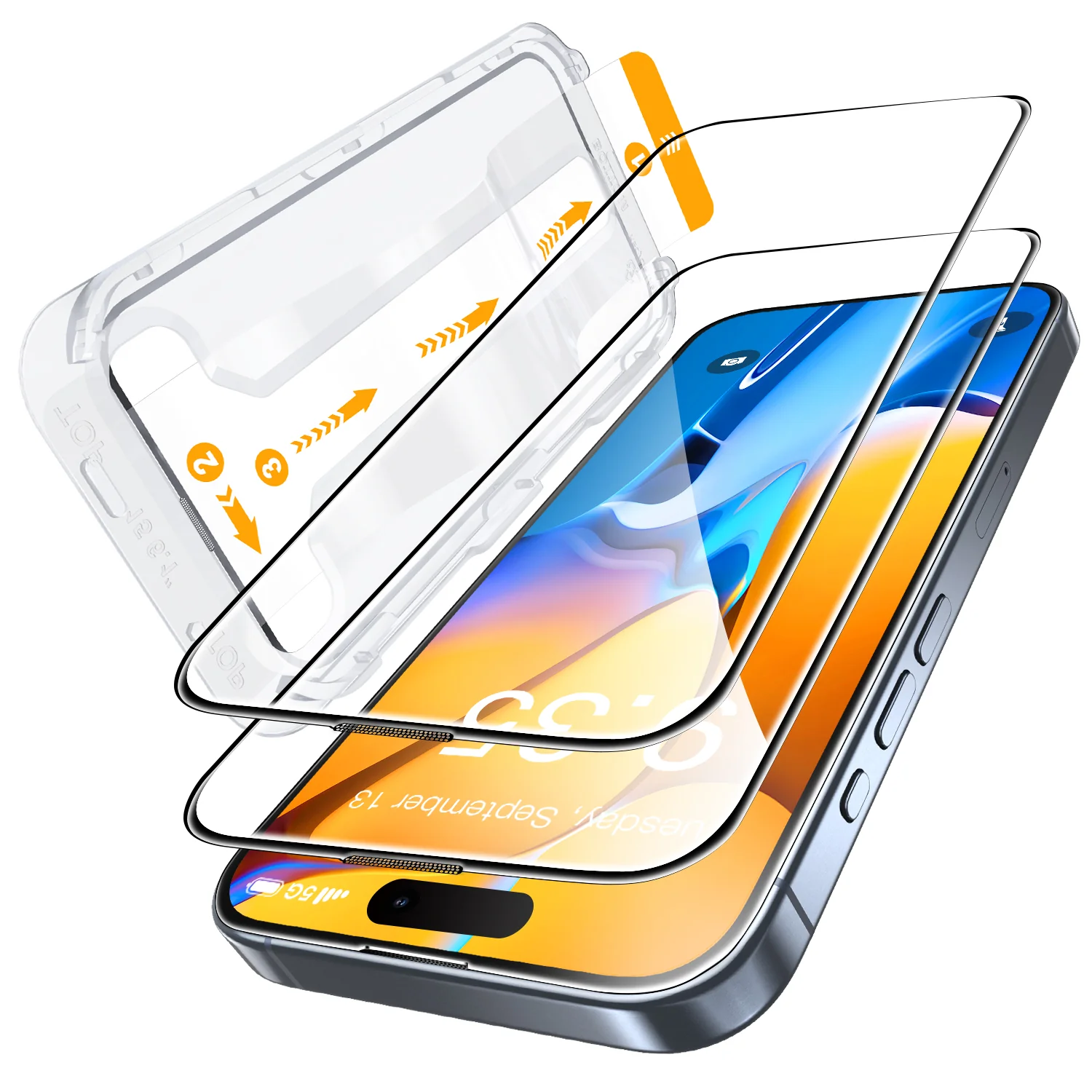 Tough On iPhone 15 Pro Max Tempered Glass Screen Protector 2 Pack w/ Installation Kit