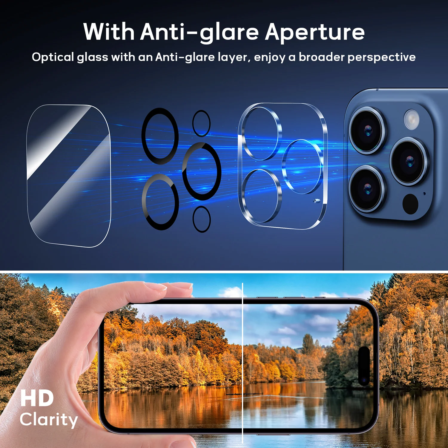 Tough On iPhone 15 Pro Rear Camera Protector Tempered Glass Black - Image 2