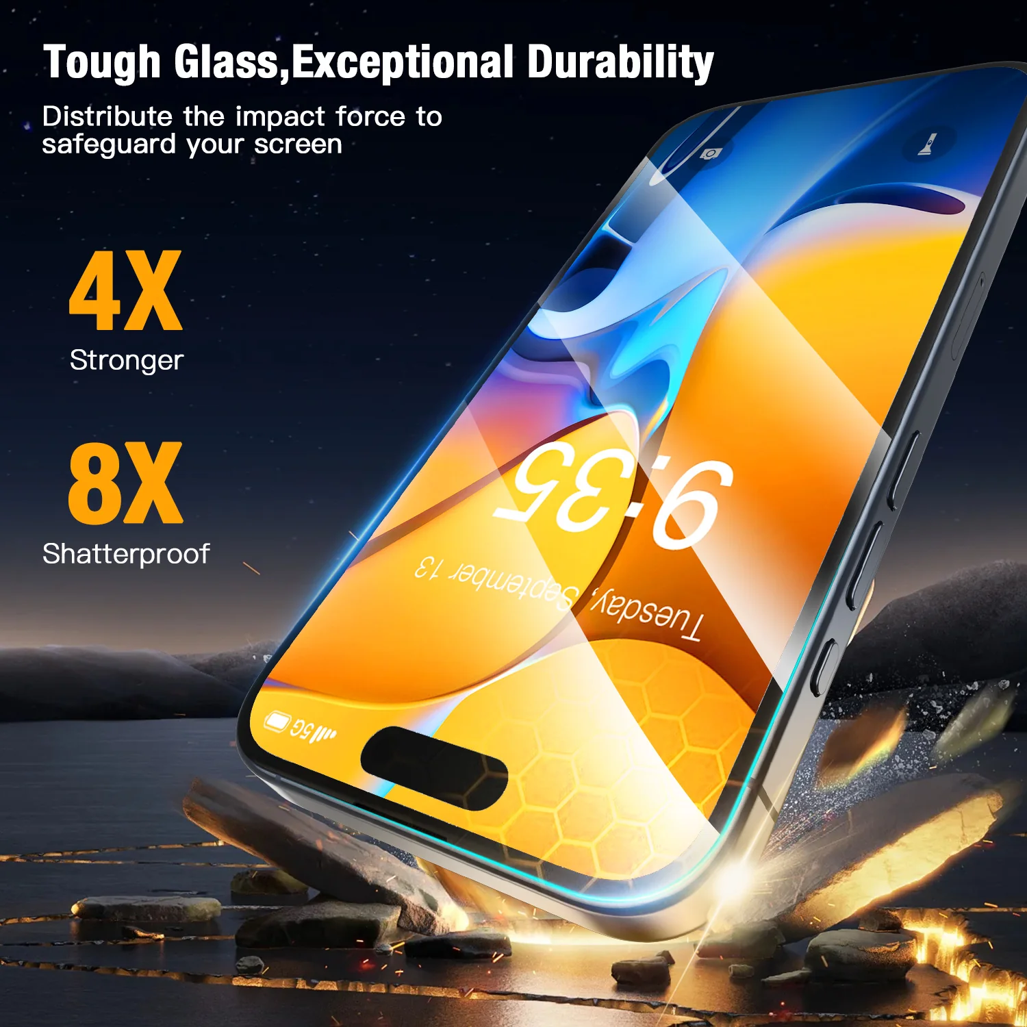 Tough On iPhone 15 Pro Tempered Glass Screen Protector 2 Pack w/ Installation Kit - Image 2