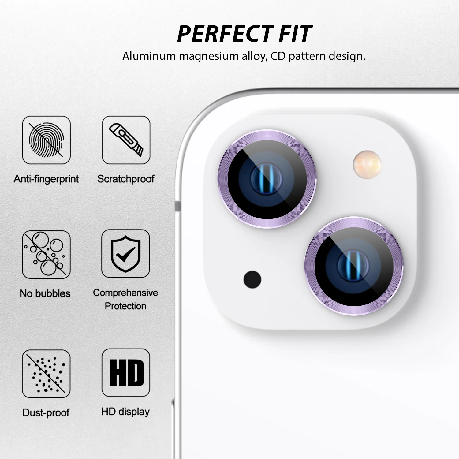 Tough On iPhone 15 Camera lens Protector Tempered Glass Individual Ring - Image 18