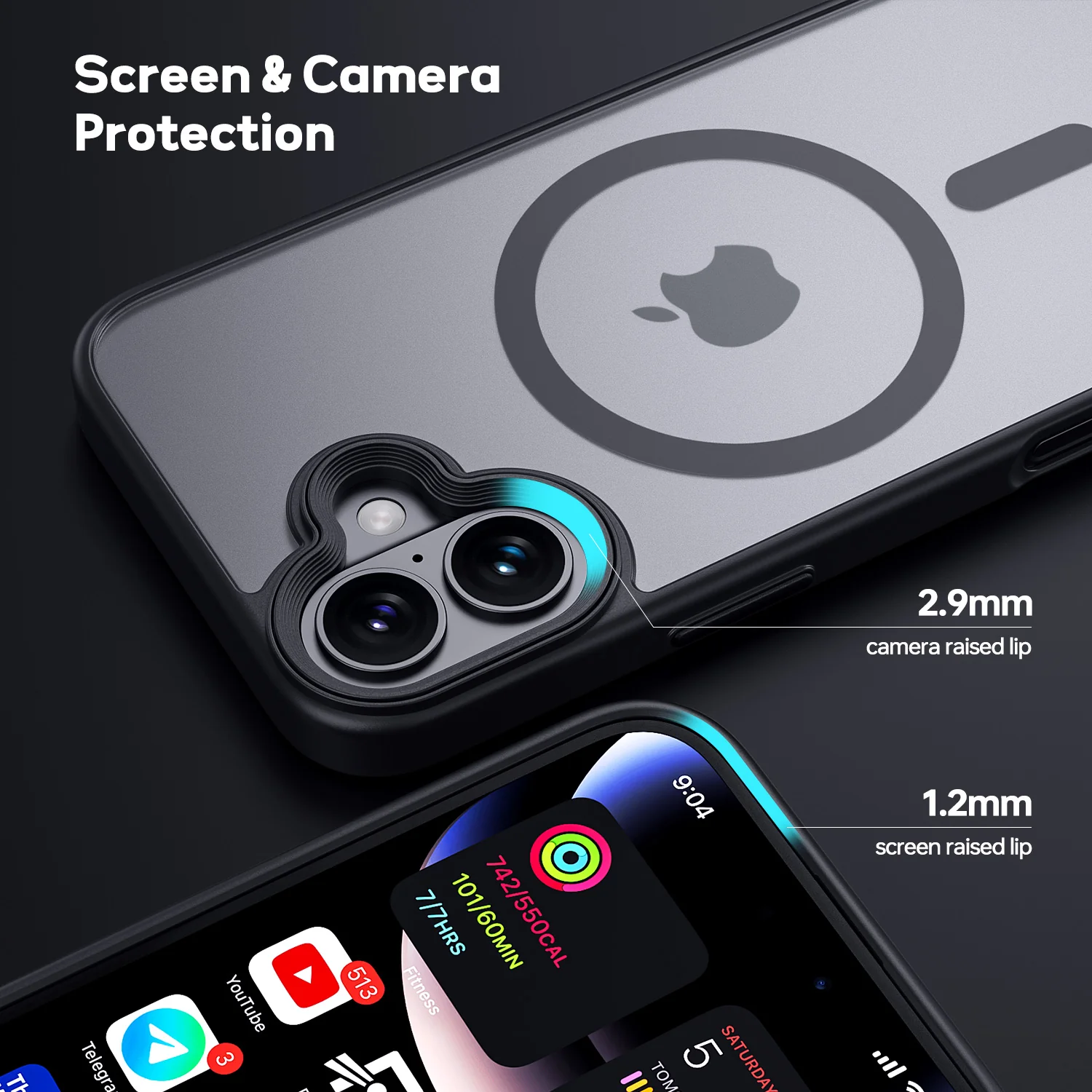 Tough On iPhone 16 Plus Case With MagSafe Matte Black - Image 5