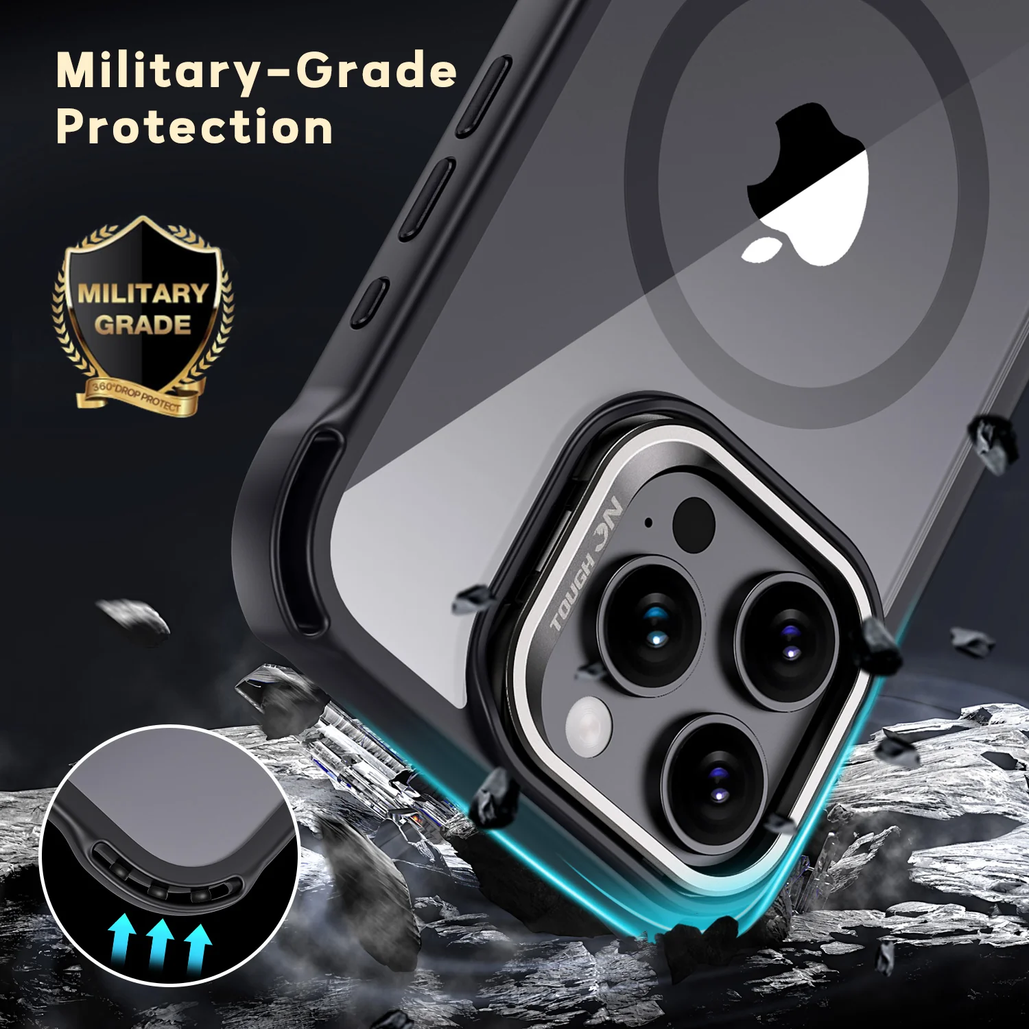 Tough On iPhone 16 Pro Case with Camera Stand Black MagSafe Compatible - Image 2