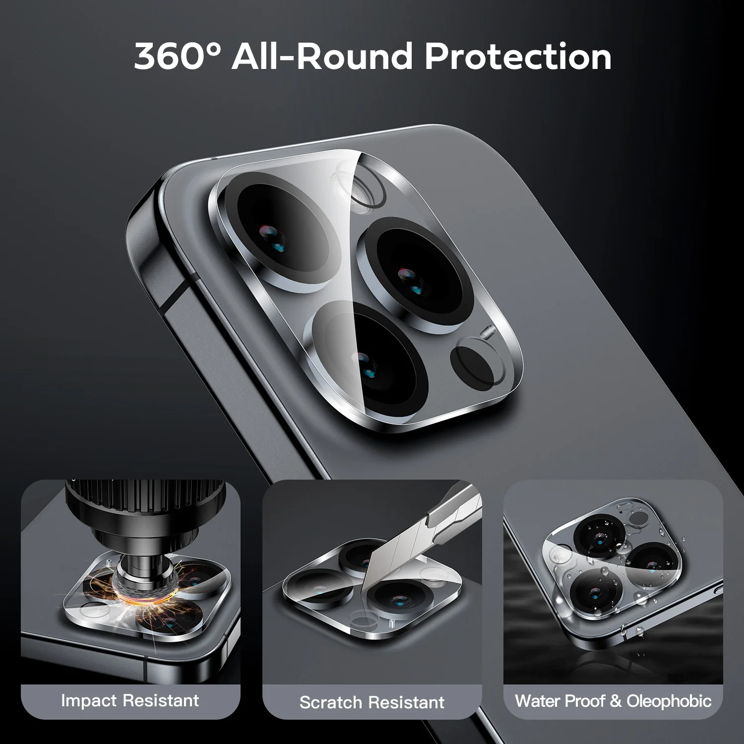 Tough On iPhone 16 Pro Max Rear Camera Protector Tempered Glass Black - Image 2