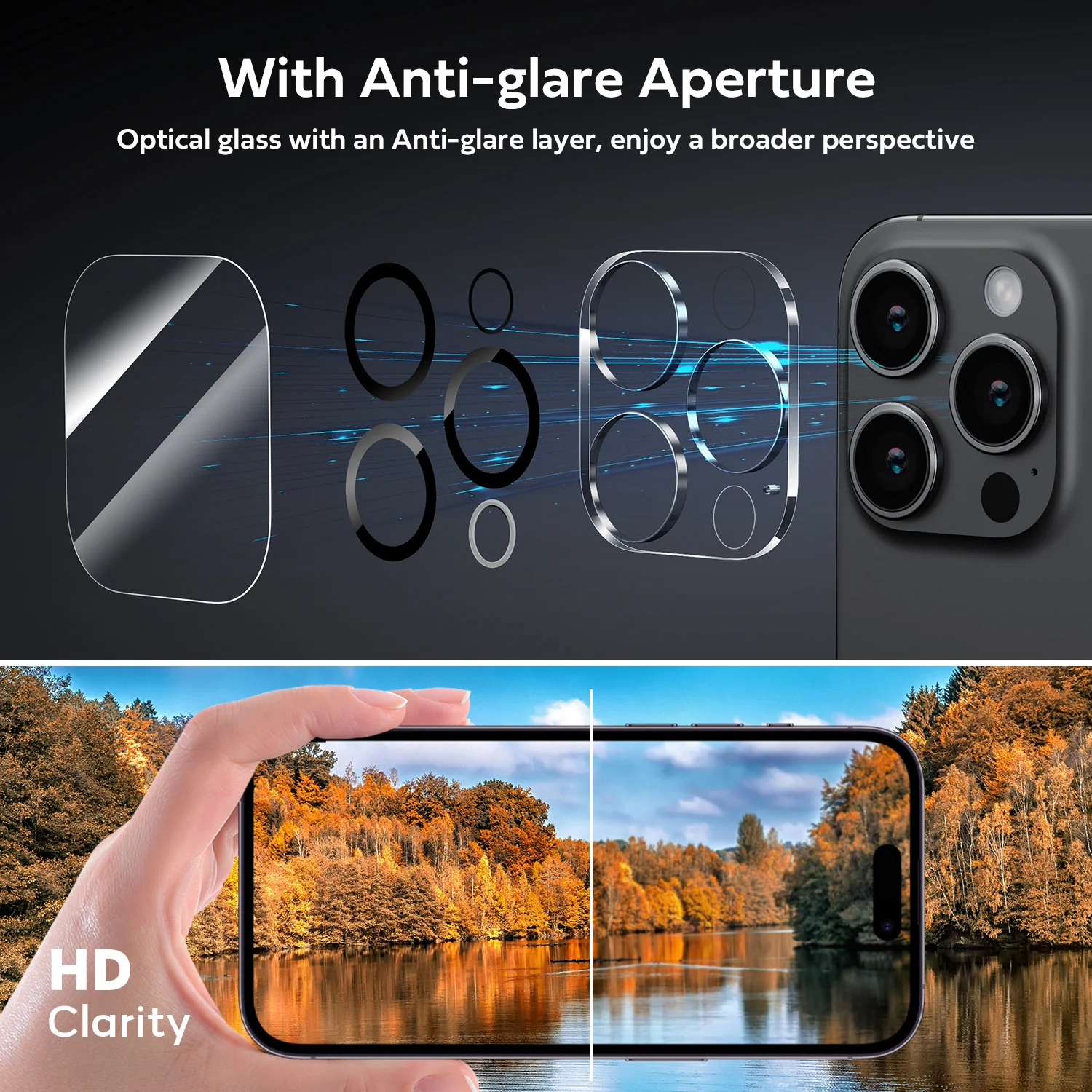 Tough On iPhone 16 Pro Max Rear Camera Protector Tempered Glass Black - Image 4