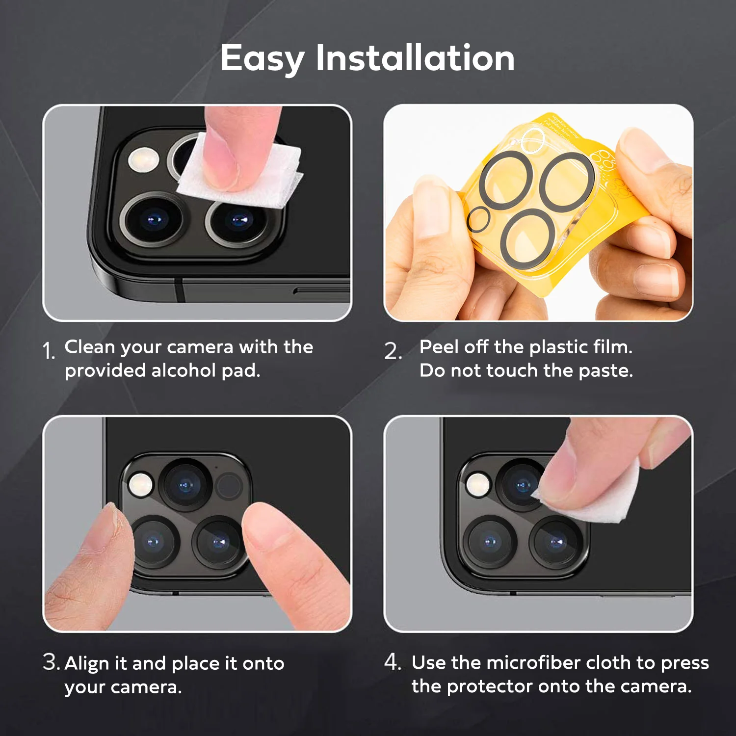 Tough On iPhone 16 Pro Max Rear Camera Protector Tempered Glass Black - Image 5