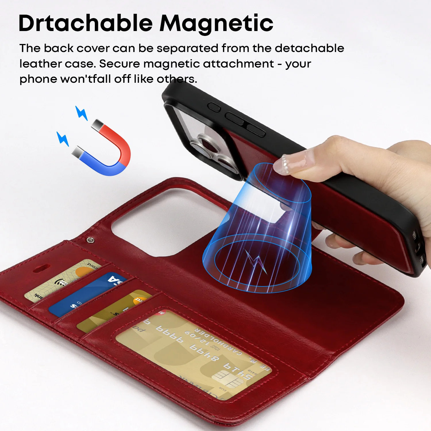Tough On Magnetic Detachable Leather Case for iPhone 17 Series - Image 11