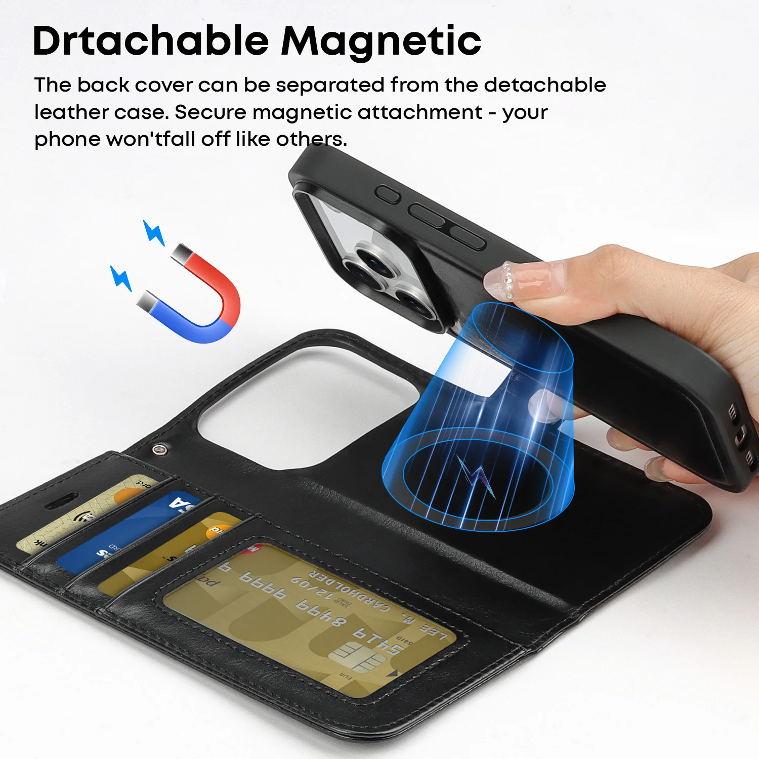 Tough On Magnetic Detachable Leather Case for iPhone 17 Series - Image 3