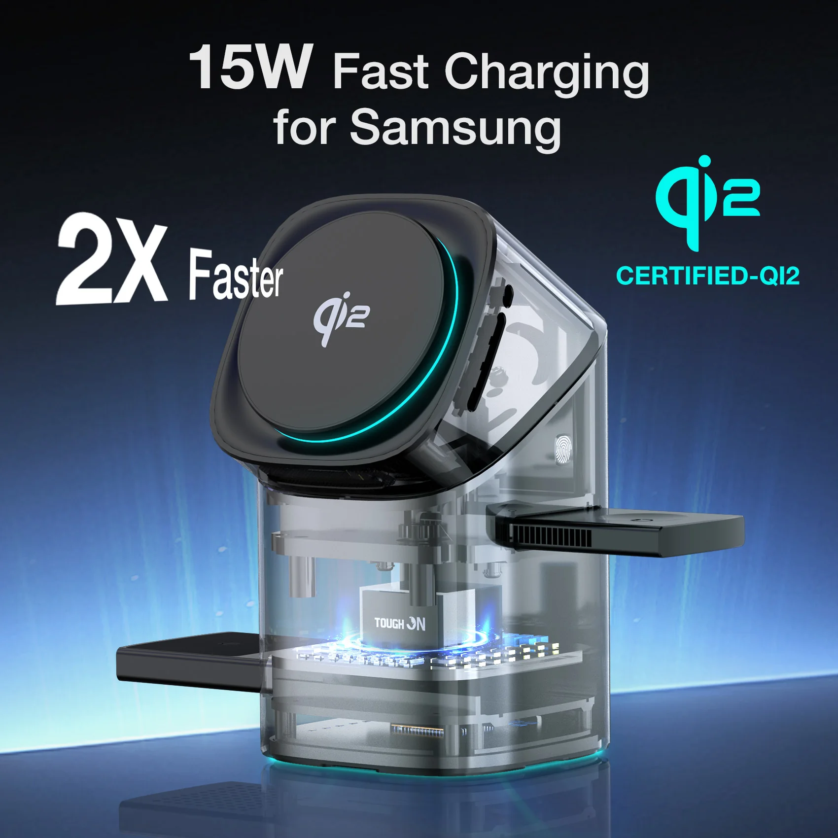 Tough On MagPro QI2 3-in-1 Wireless Charger for Samsung Galaxy Phone Watch Earbuds - Image 5