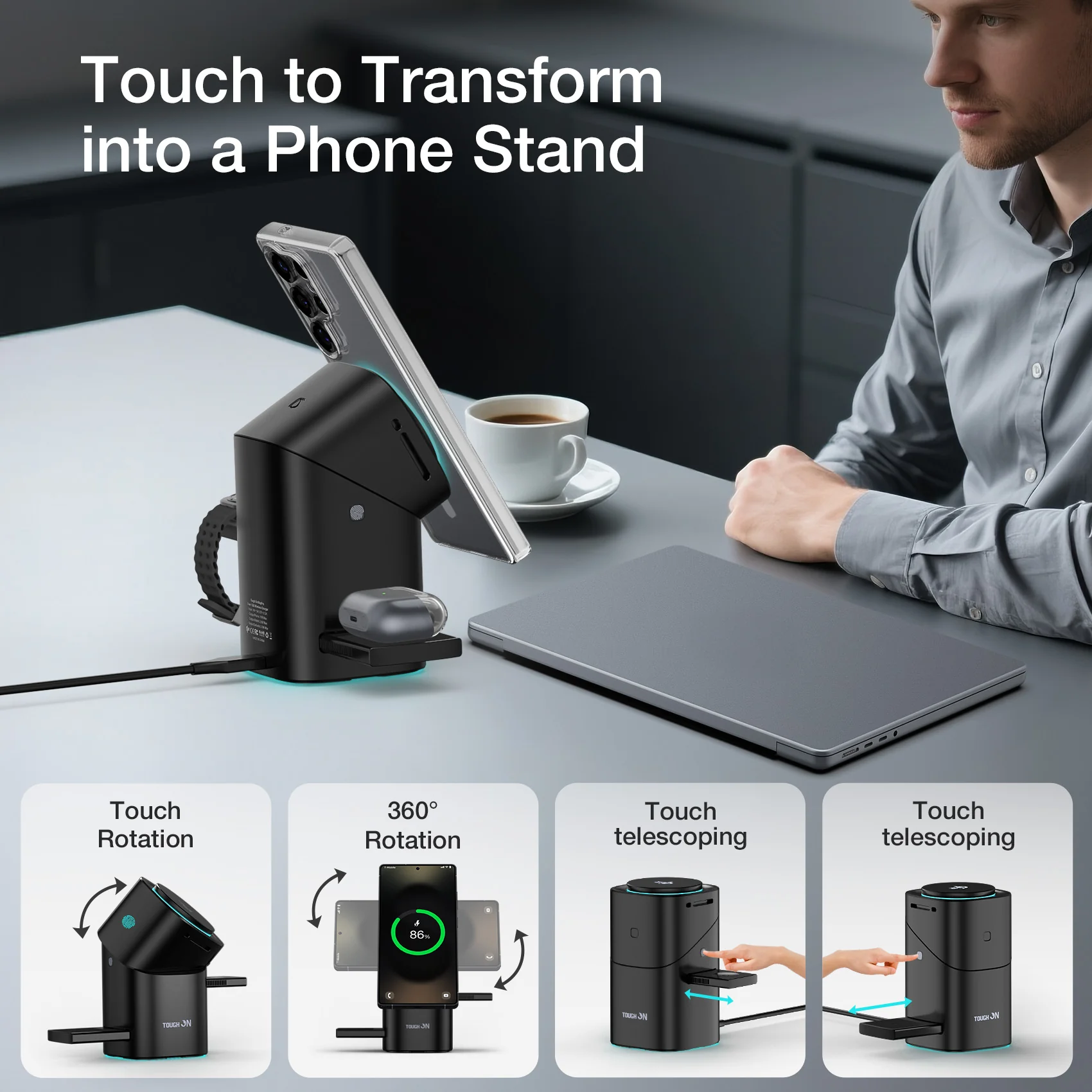 Tough On MagPro QI2 3-in-1 Wireless Charger for Samsung Galaxy Phone Watch Earbuds - Image 6